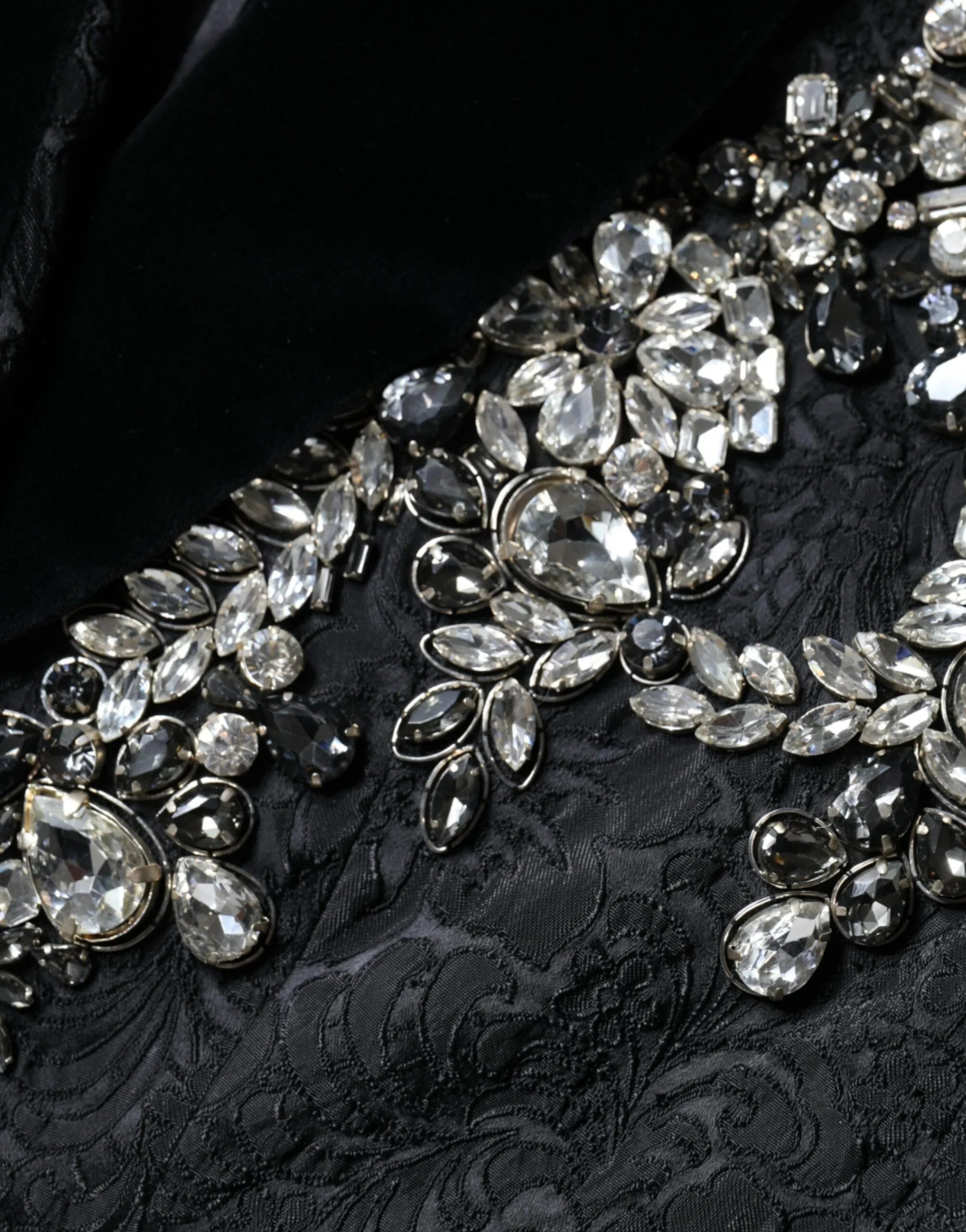 Dolce &amp; Gabbana Blazer mit schwarzem Jacquard-Kristall-Blumenmuster