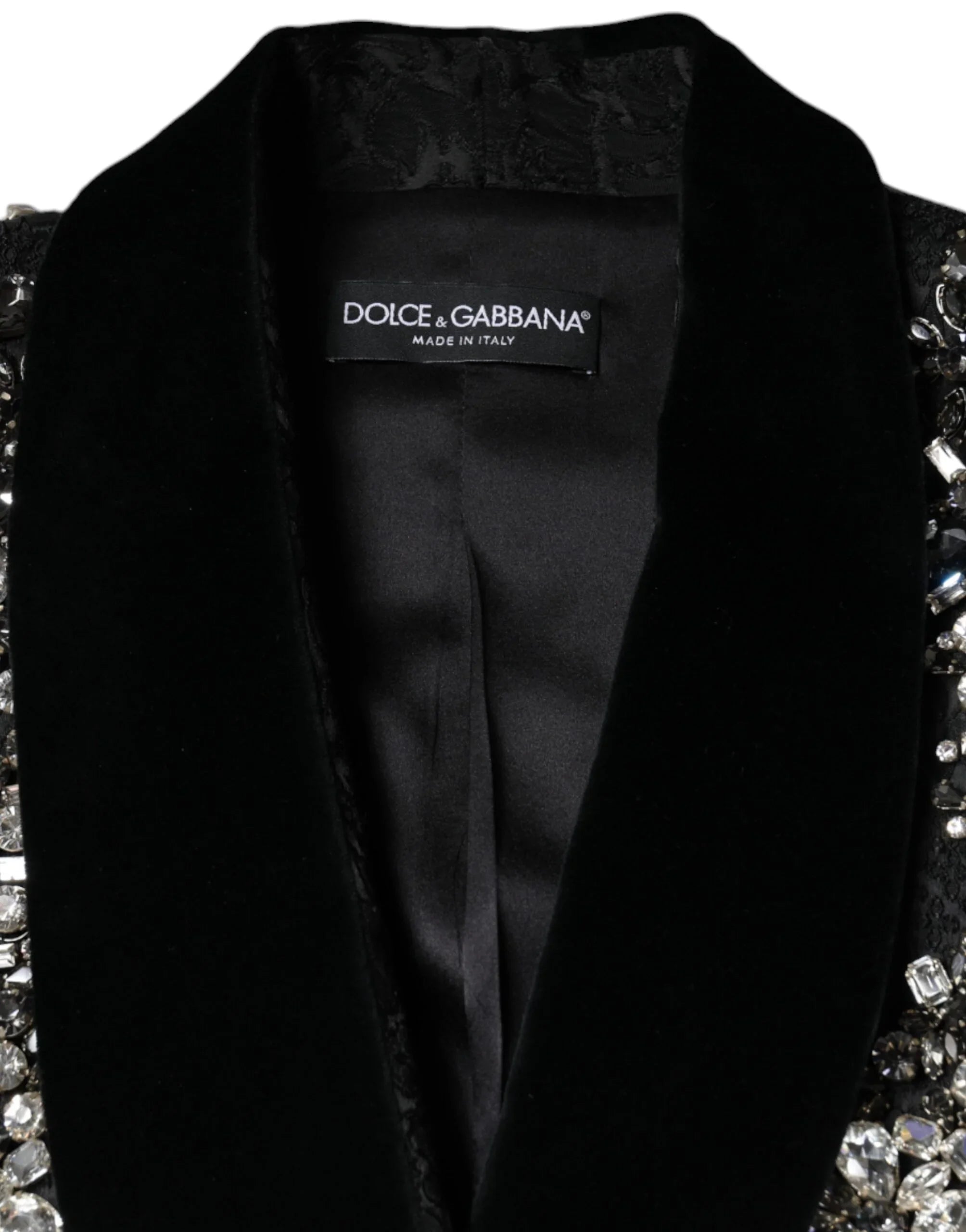 Dolce &amp; Gabbana Blazer mit schwarzem Jacquard-Kristall-Blumenmuster