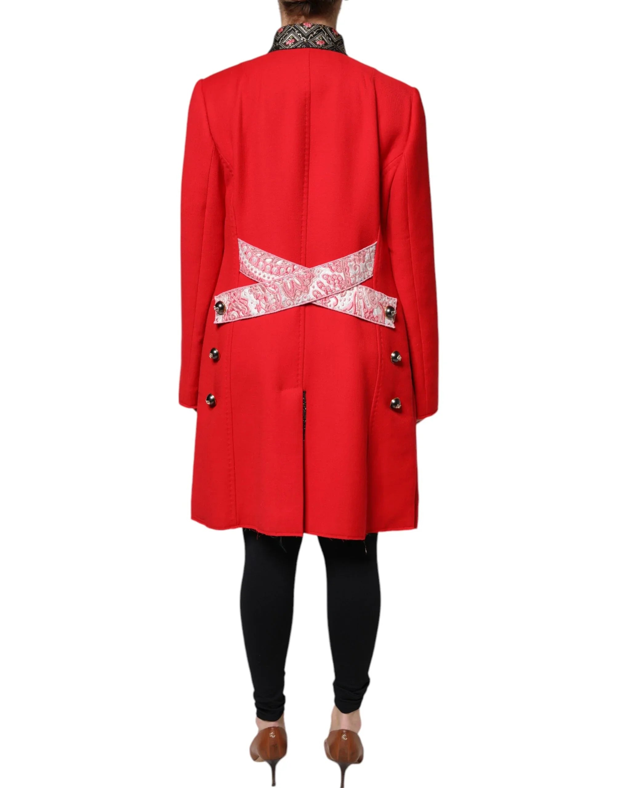 Dolce &amp; Gabbana Trenchcoat-Jacke aus roter Jacquardwolle für Damen