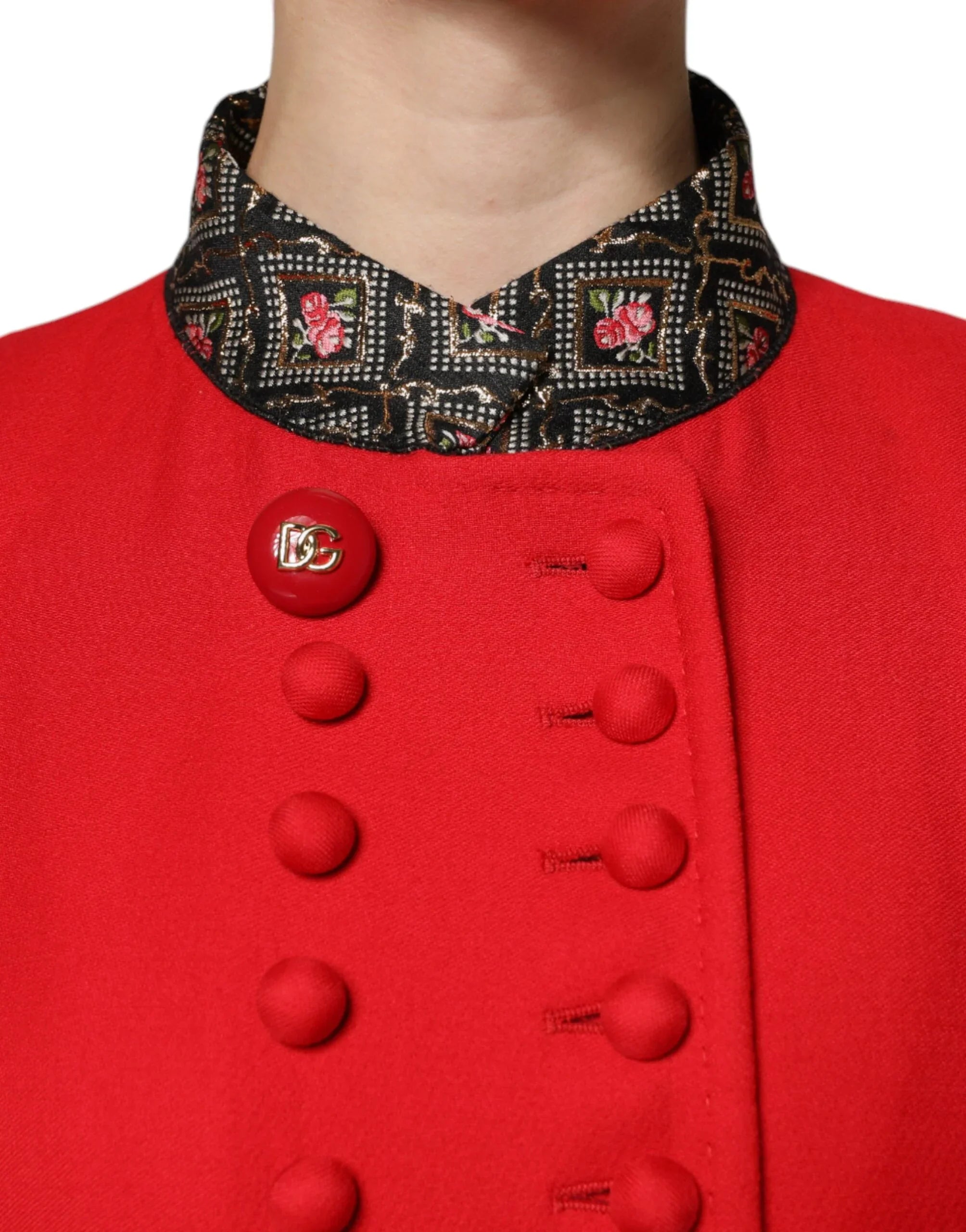 Dolce &amp; Gabbana Trenchcoat-Jacke aus roter Jacquardwolle für Damen