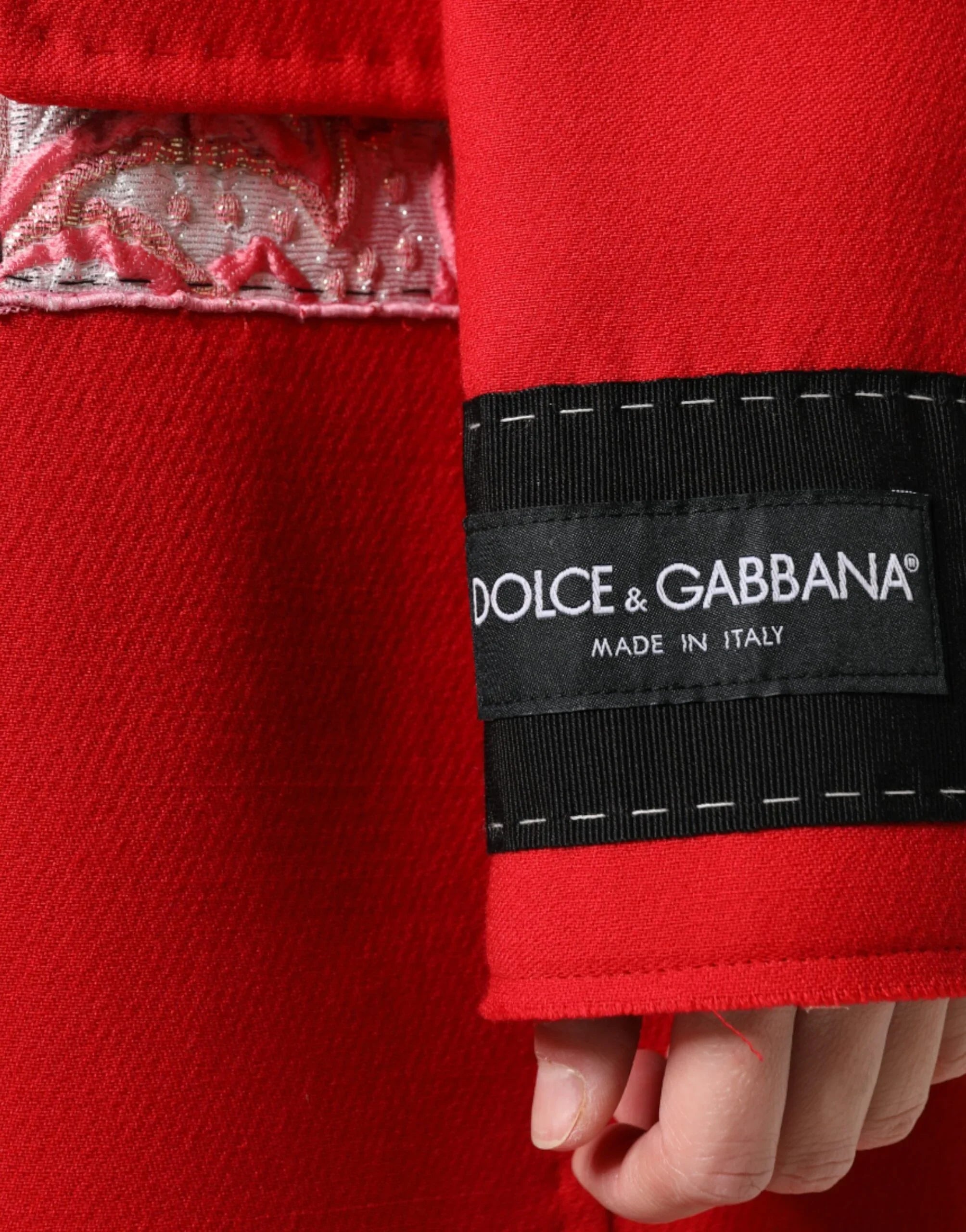 Dolce &amp; Gabbana Trenchcoat-Jacke aus roter Jacquardwolle für Damen