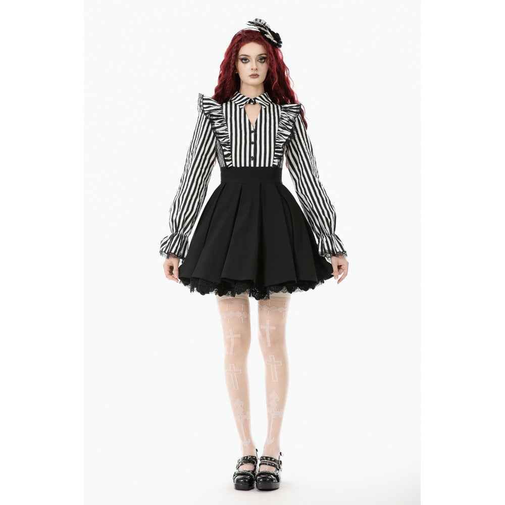 Dark in Love Striped Ruffle Gothic Lolita Dress