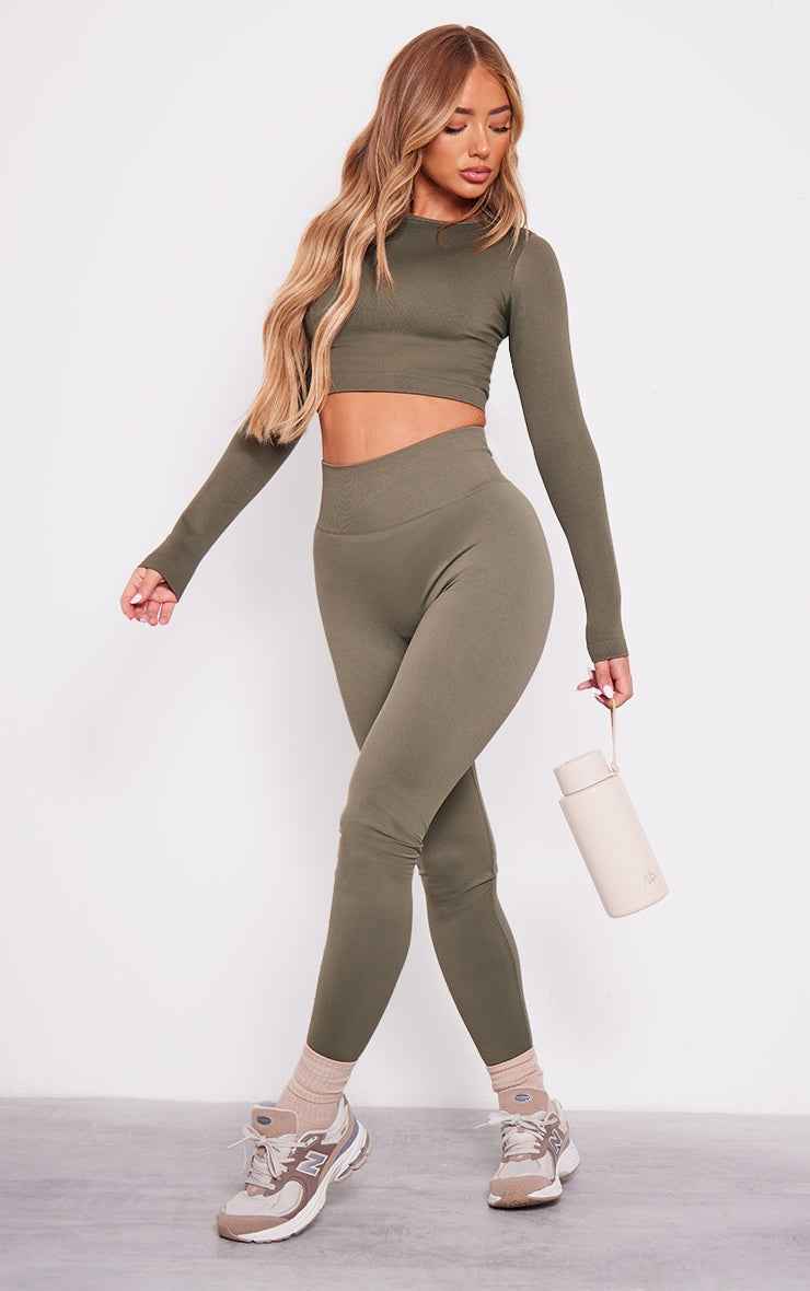 Navy Basic Seamless High Waist Gym Leggings