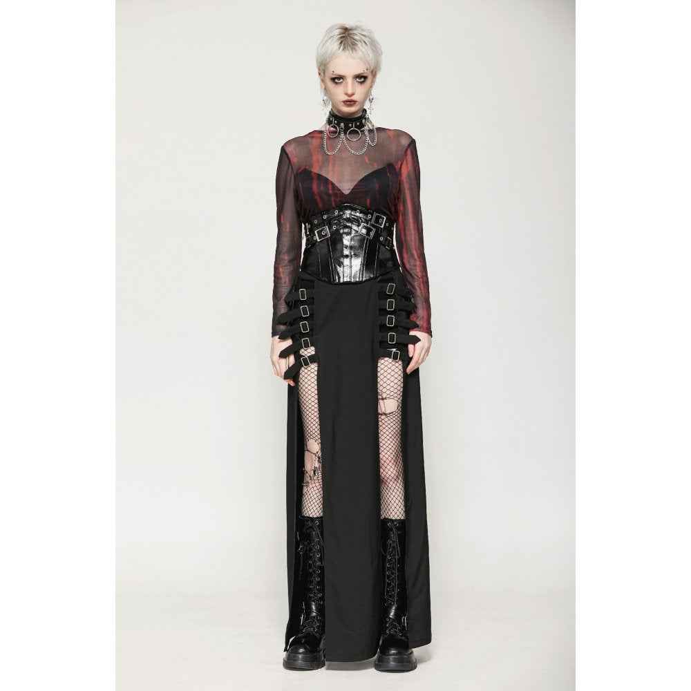 Dark in Lia Punk Love Patent Leather Waist Corset with Metal Accents