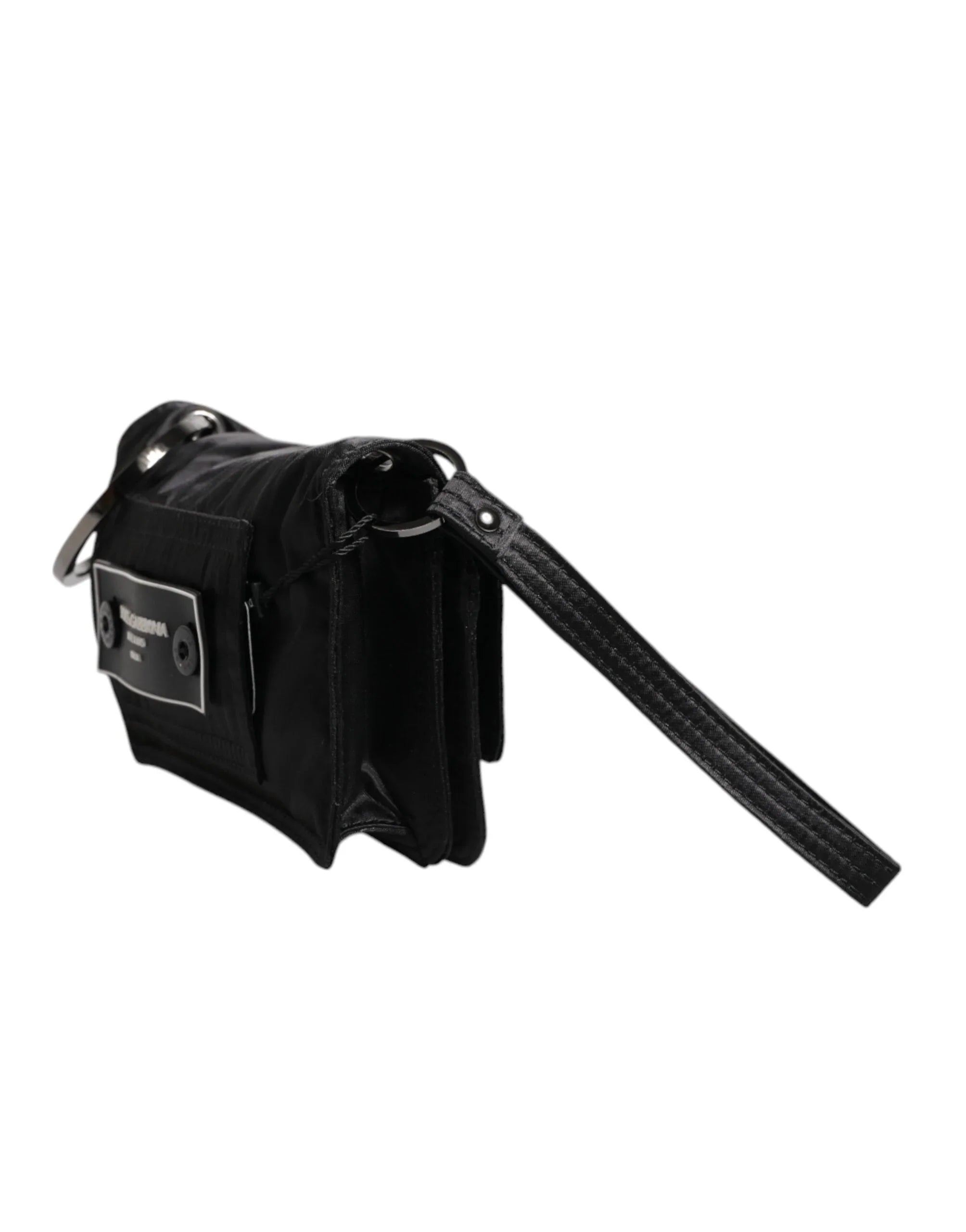 Borsa a tracolla Dolce &amp; Gabbana con logo in tessuto nero bidirezionale