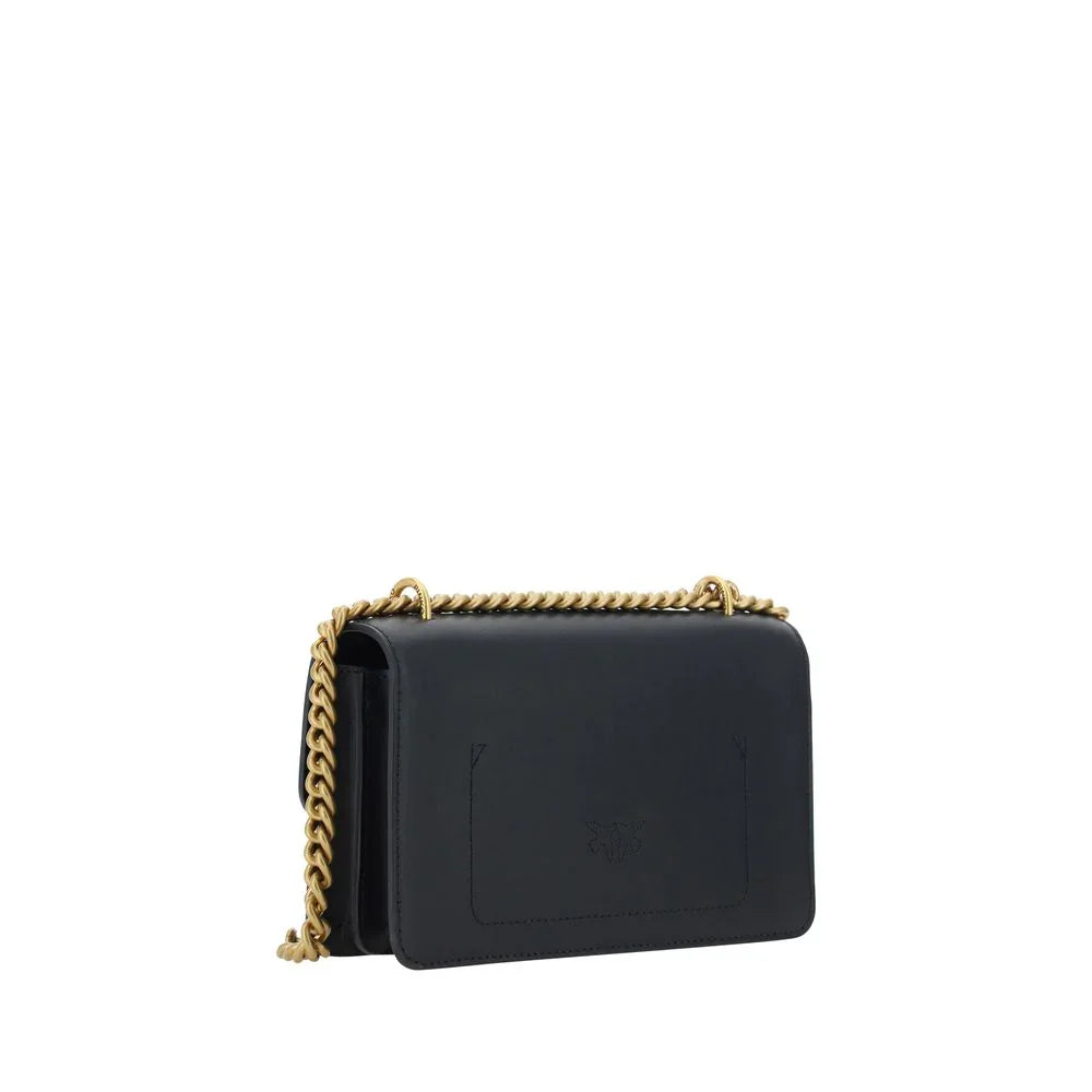 PINKO Schultertasche aus schwarzem Kalbsleder, Modell Bos Taurus