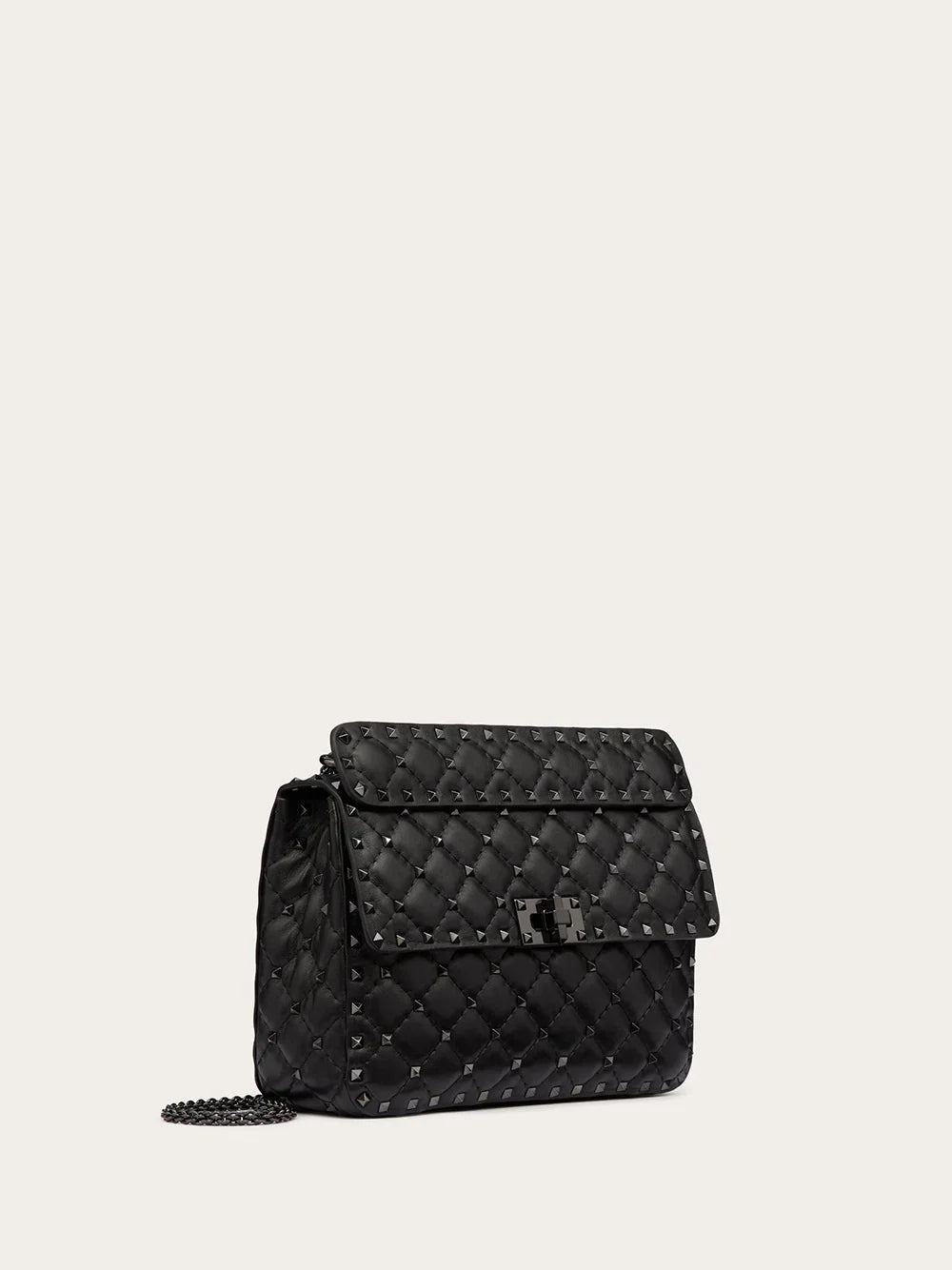 Valentino Garavani Schwarze Nappa-Leder-Rockstudt-Spike-Tasche (mittelgroß)