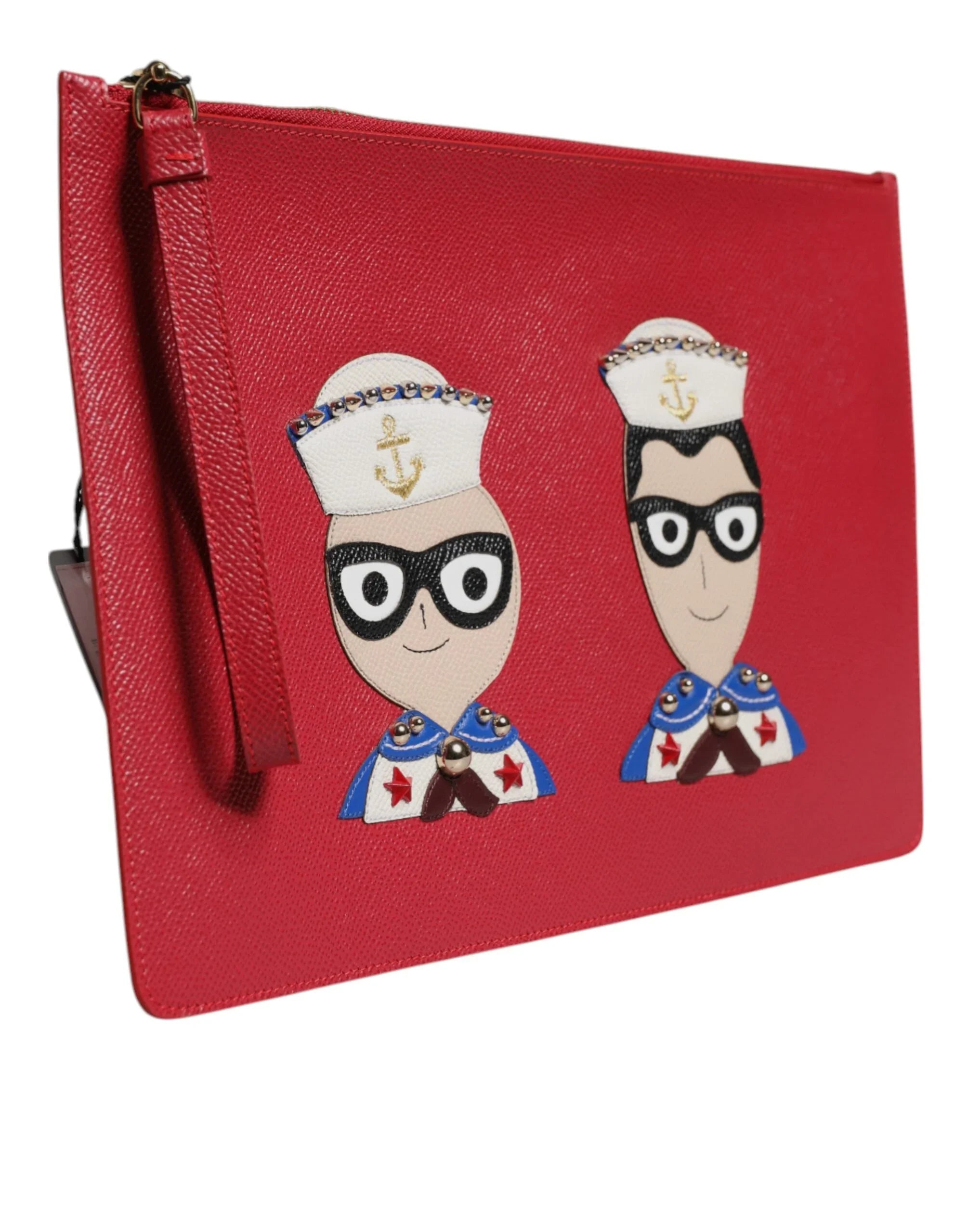 Dolce &amp; Gabbana rote #DGFamily Clutch aus Leder mit Verzierungen