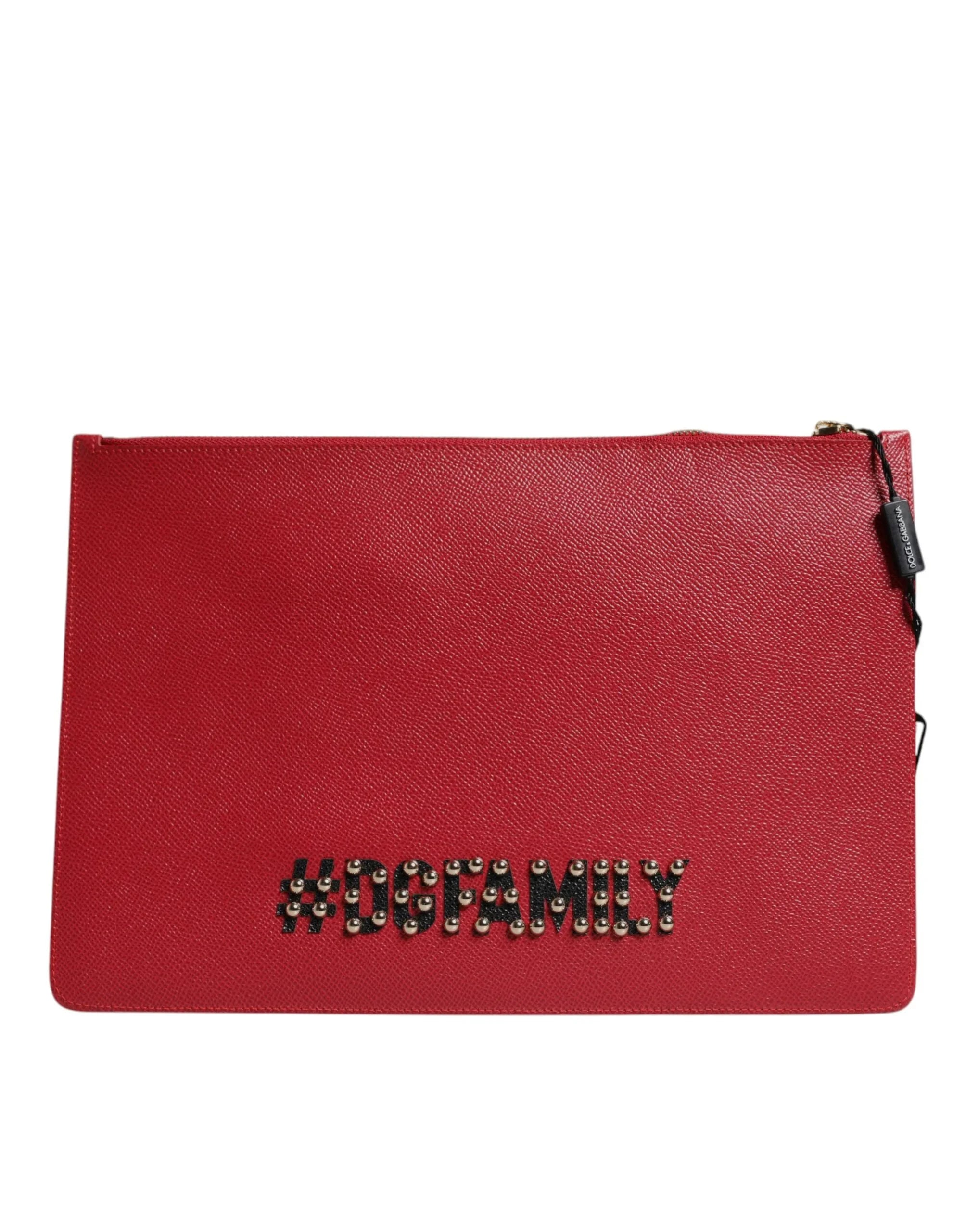 Dolce &amp; Gabbana rote #DGFamily Clutch aus Leder mit Verzierungen