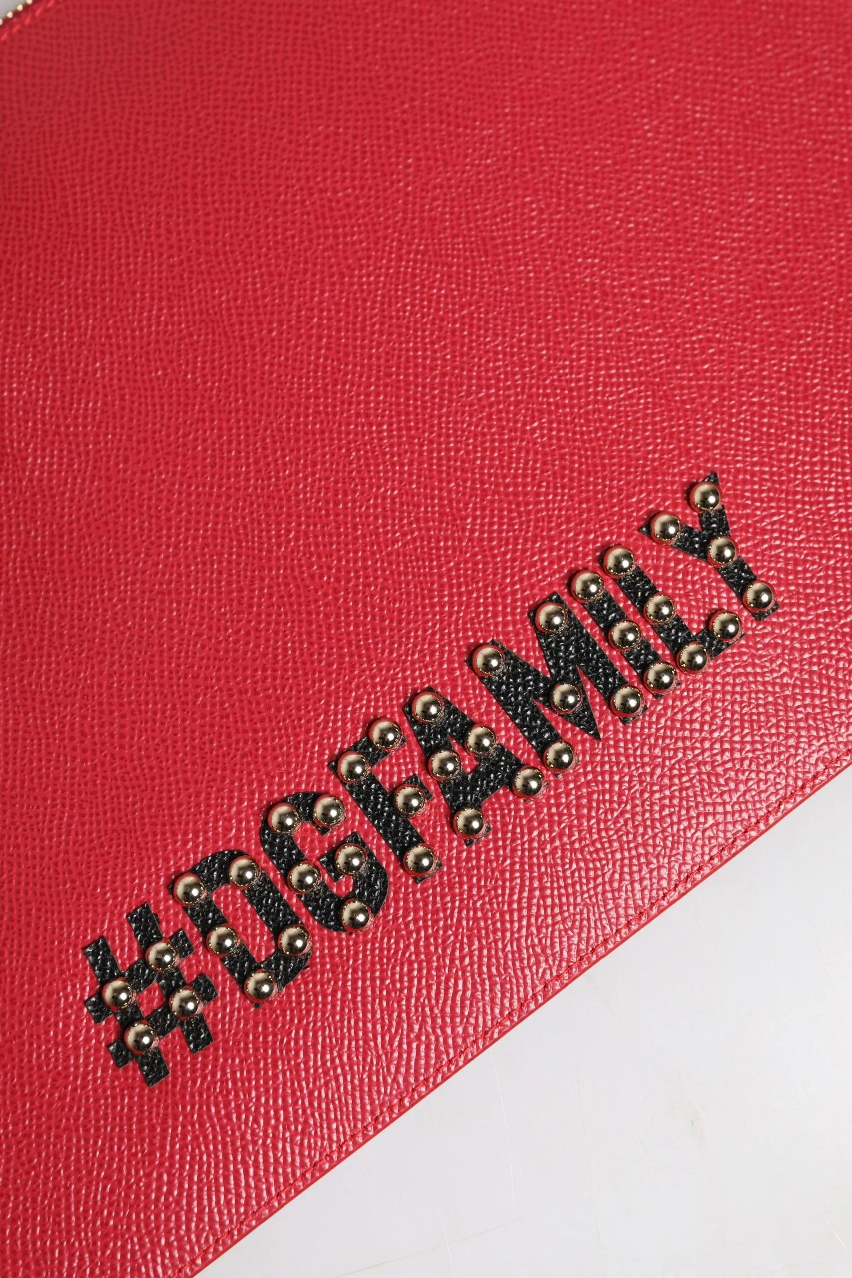 Dolce &amp; Gabbana rote #DGFamily Clutch aus Leder mit Verzierungen