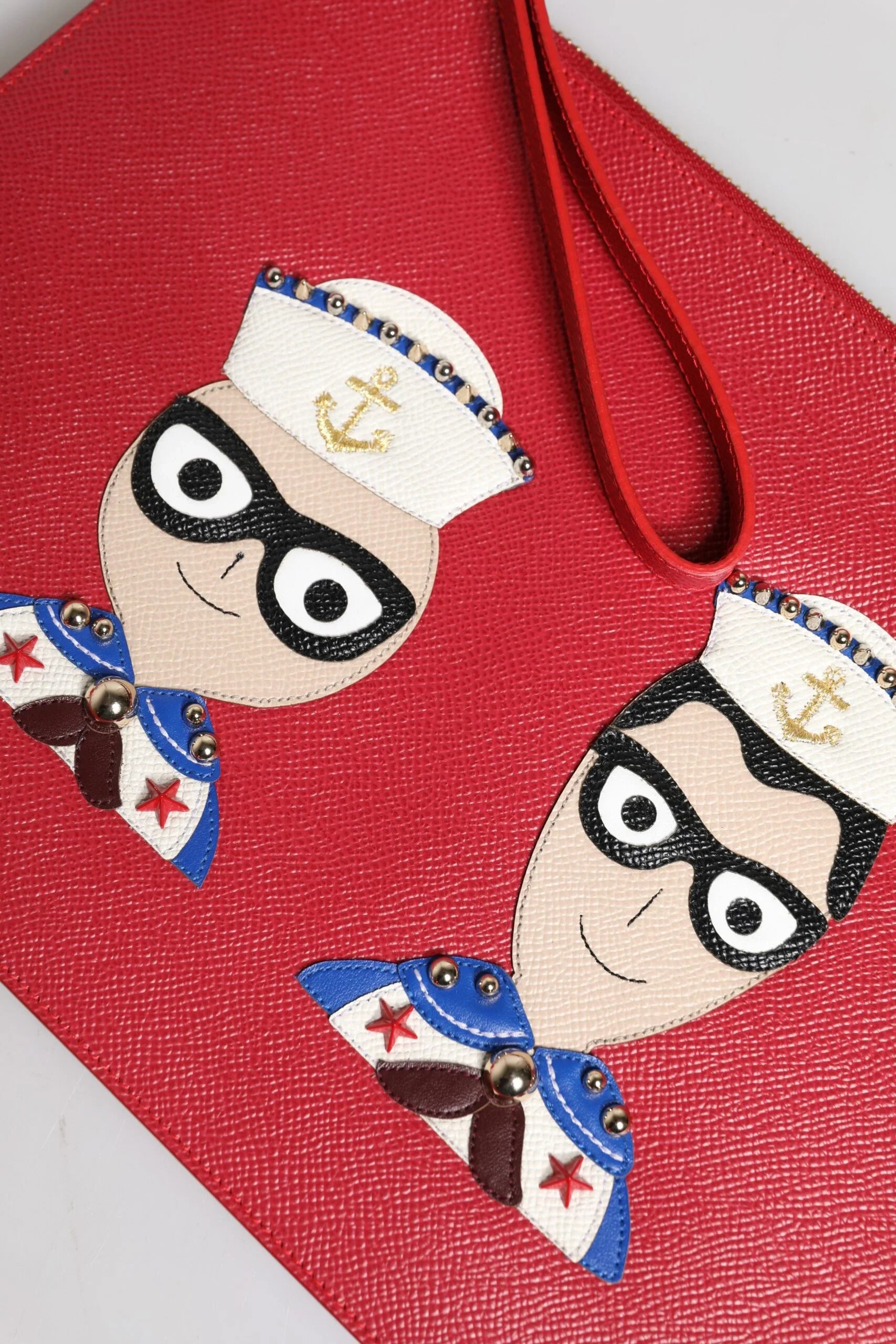 Dolce &amp; Gabbana rote #DGFamily Clutch aus Leder mit Verzierungen