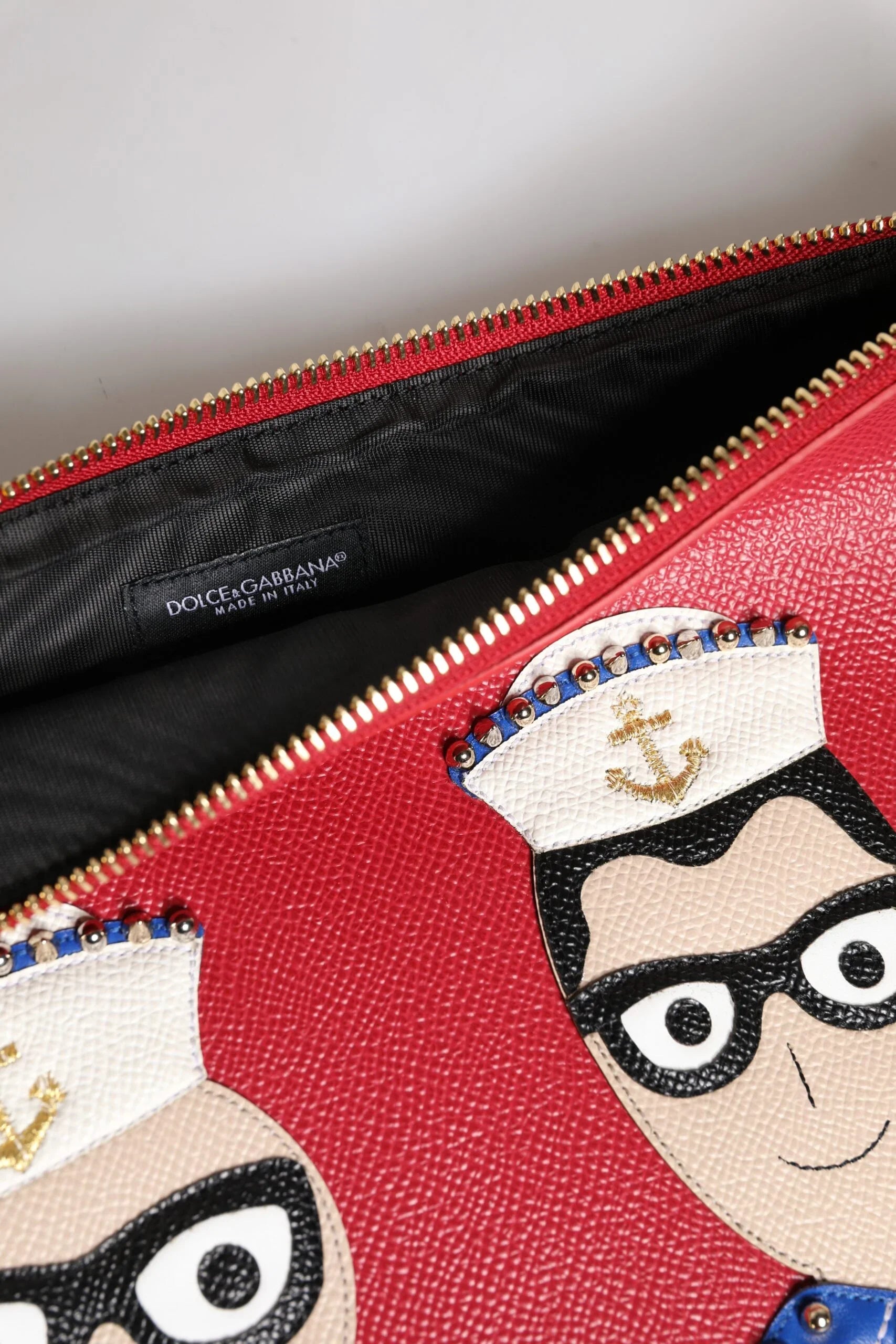 Dolce &amp; Gabbana rote #DGFamily Clutch aus Leder mit Verzierungen