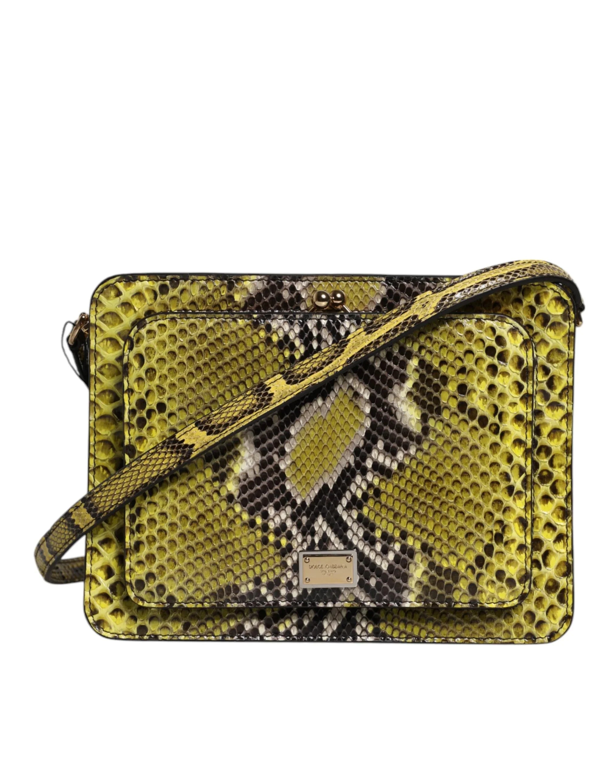 Dolce &amp; Gabbana Grüne exotische Leder DG Plakette Crossbody Clutch