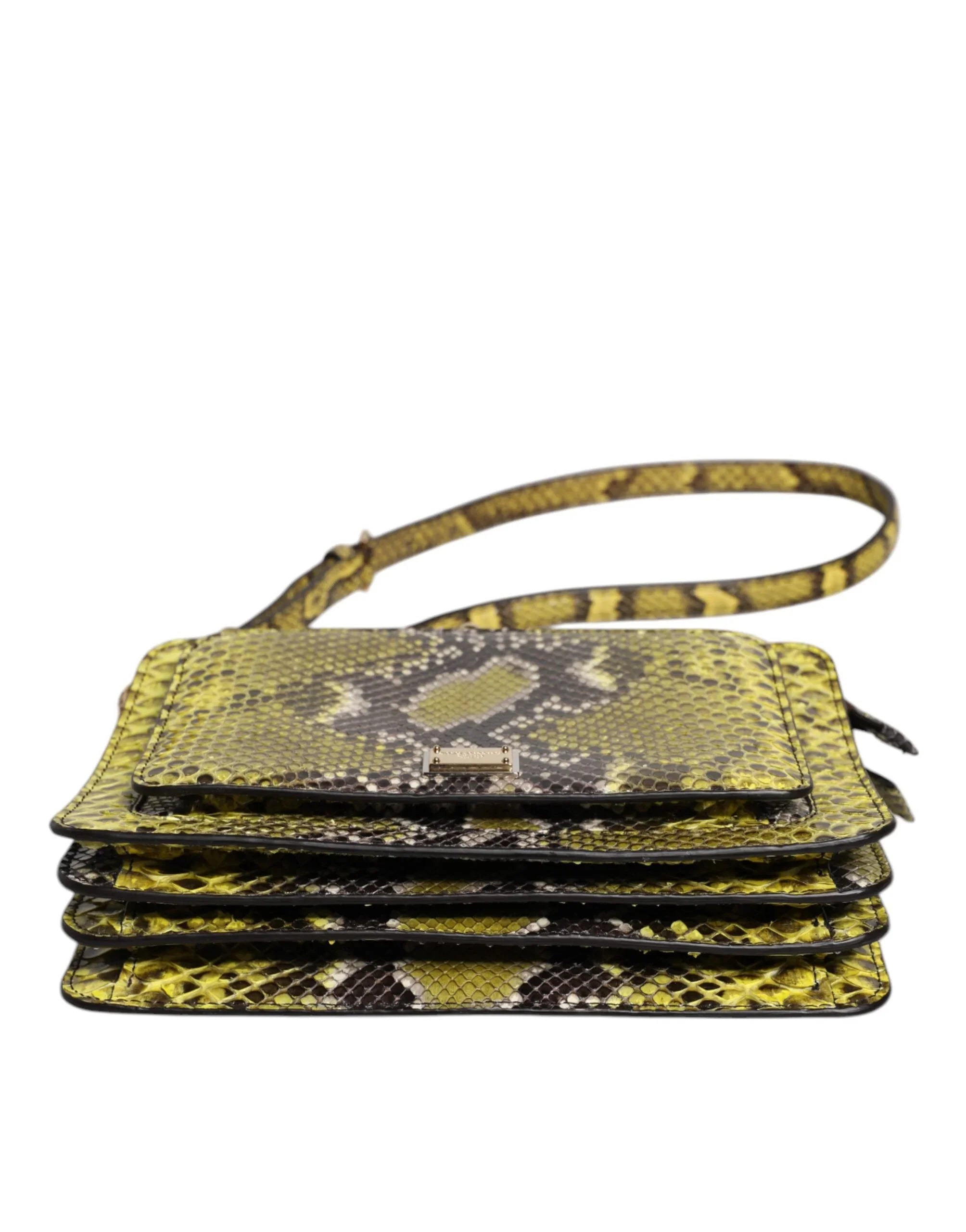 Dolce &amp; Gabbana Grüne exotische Leder DG Plakette Crossbody Clutch