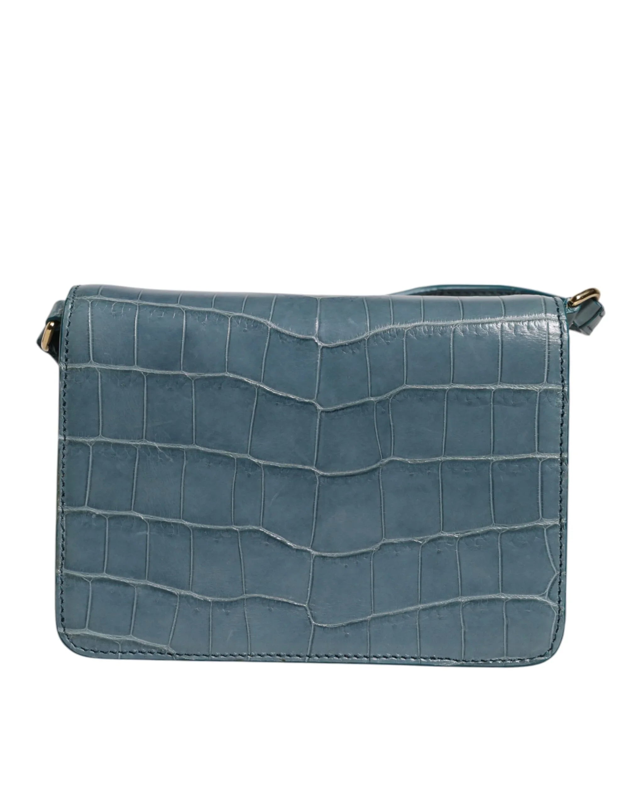 Dolce &amp; Gabbana Grüne Mini-Umhängetasche aus exotischem Leder mit DG-Plakette