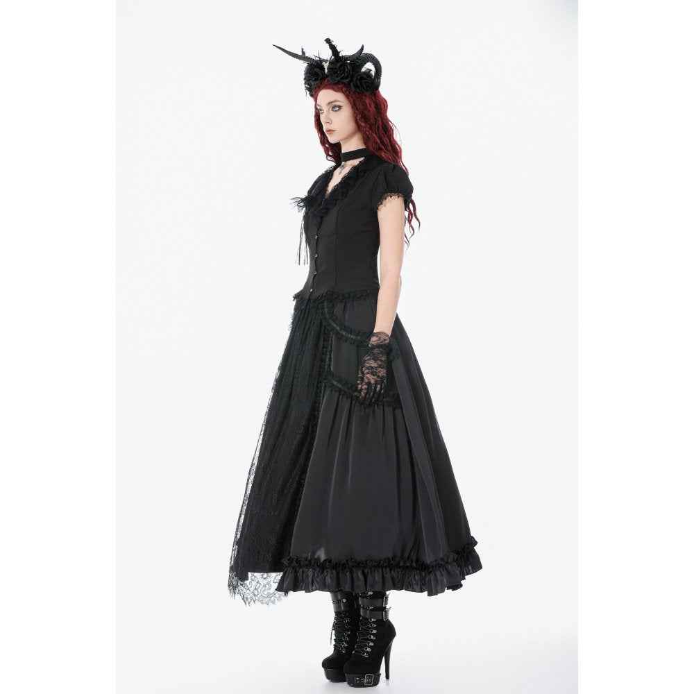 Dark in Love Courtly Cross Gem Gothic Blouse
