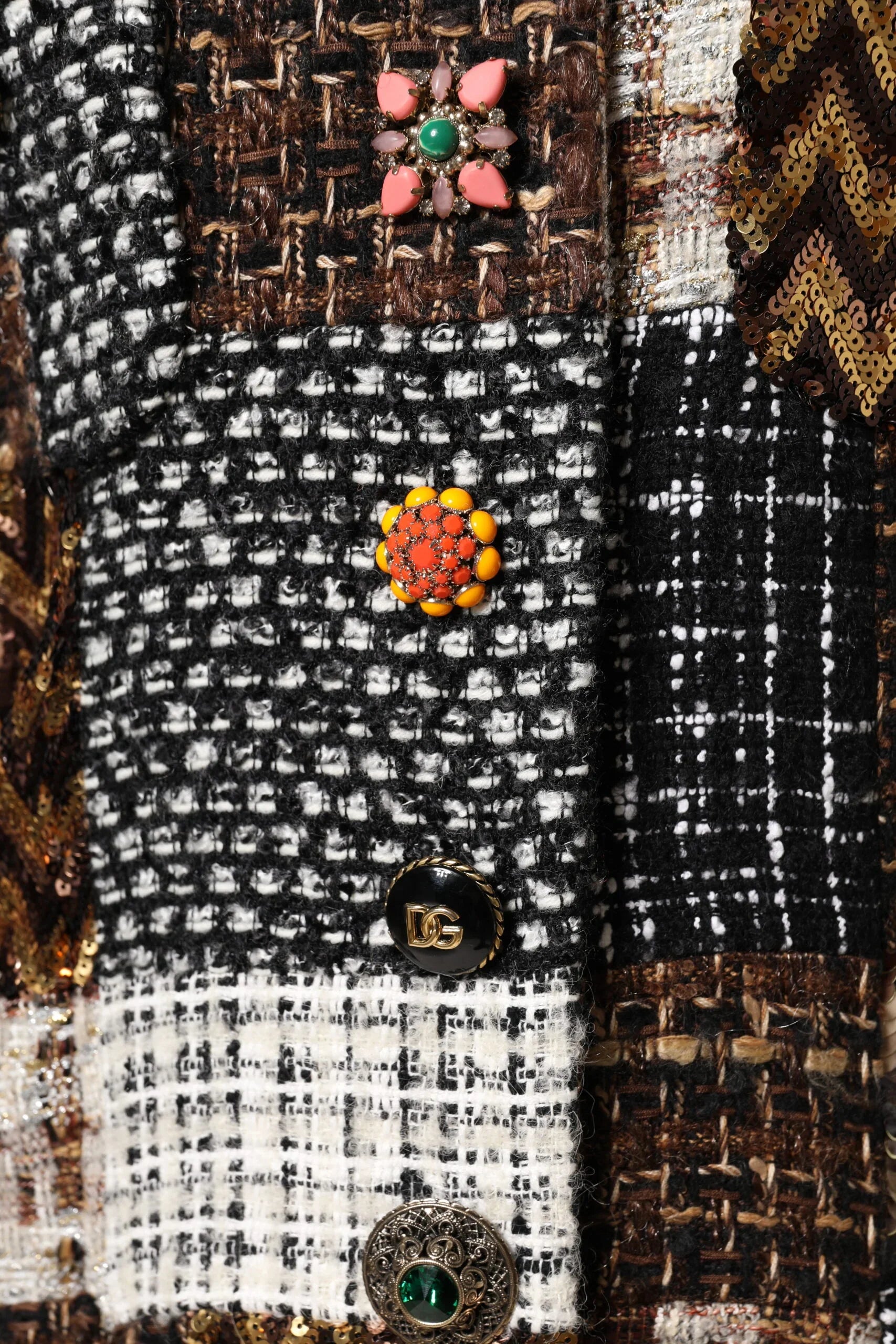 Giacca abbottonata multicolore patchwork Dolce &amp; Gabbana