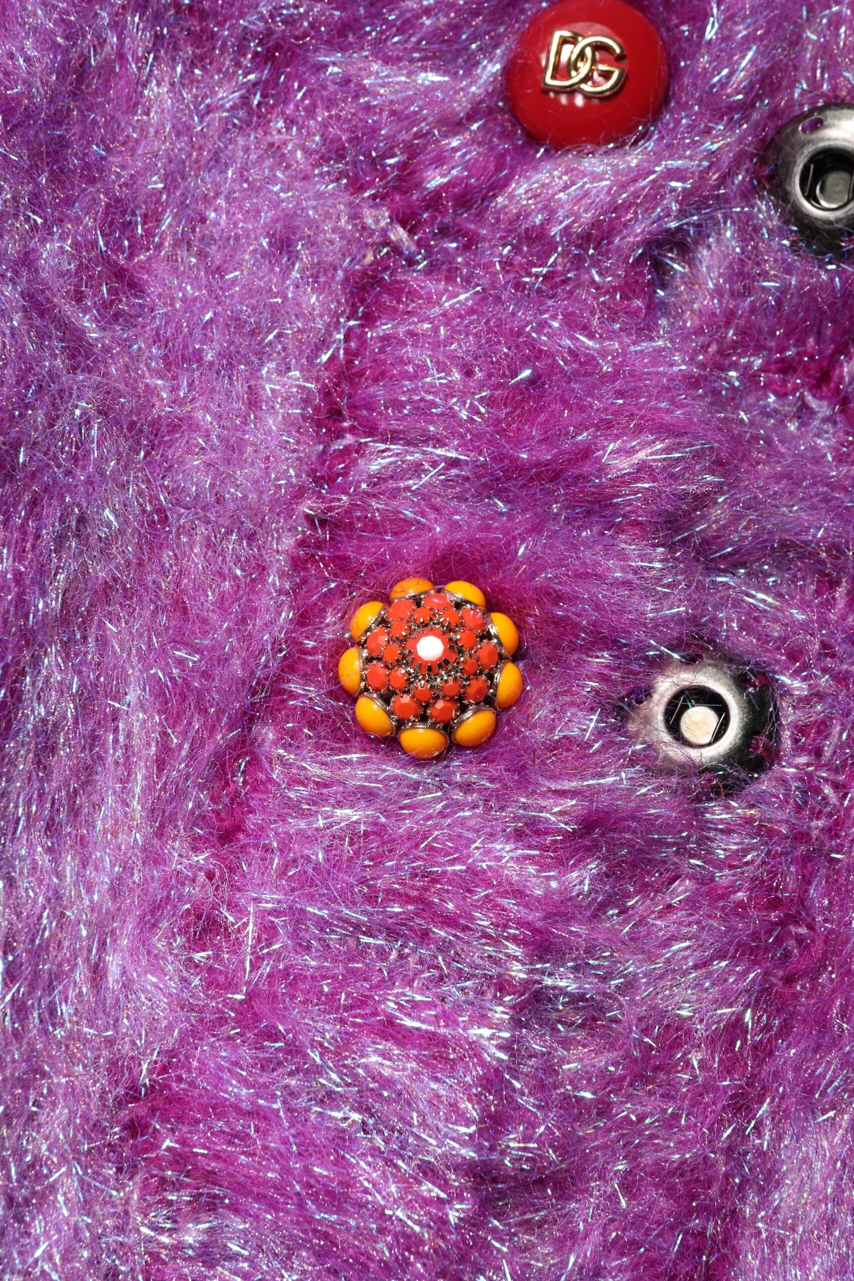 Dolce & Gabbana Purple Button Embellished Trench Coat Jacket