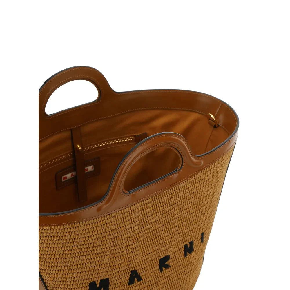 Marni Schultertasche aus brauner Baumwolle