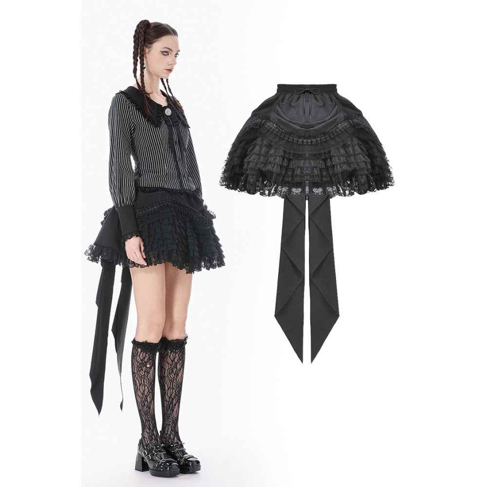 Dark In Love Beatrix Goth Satin Ruffled Overskirt