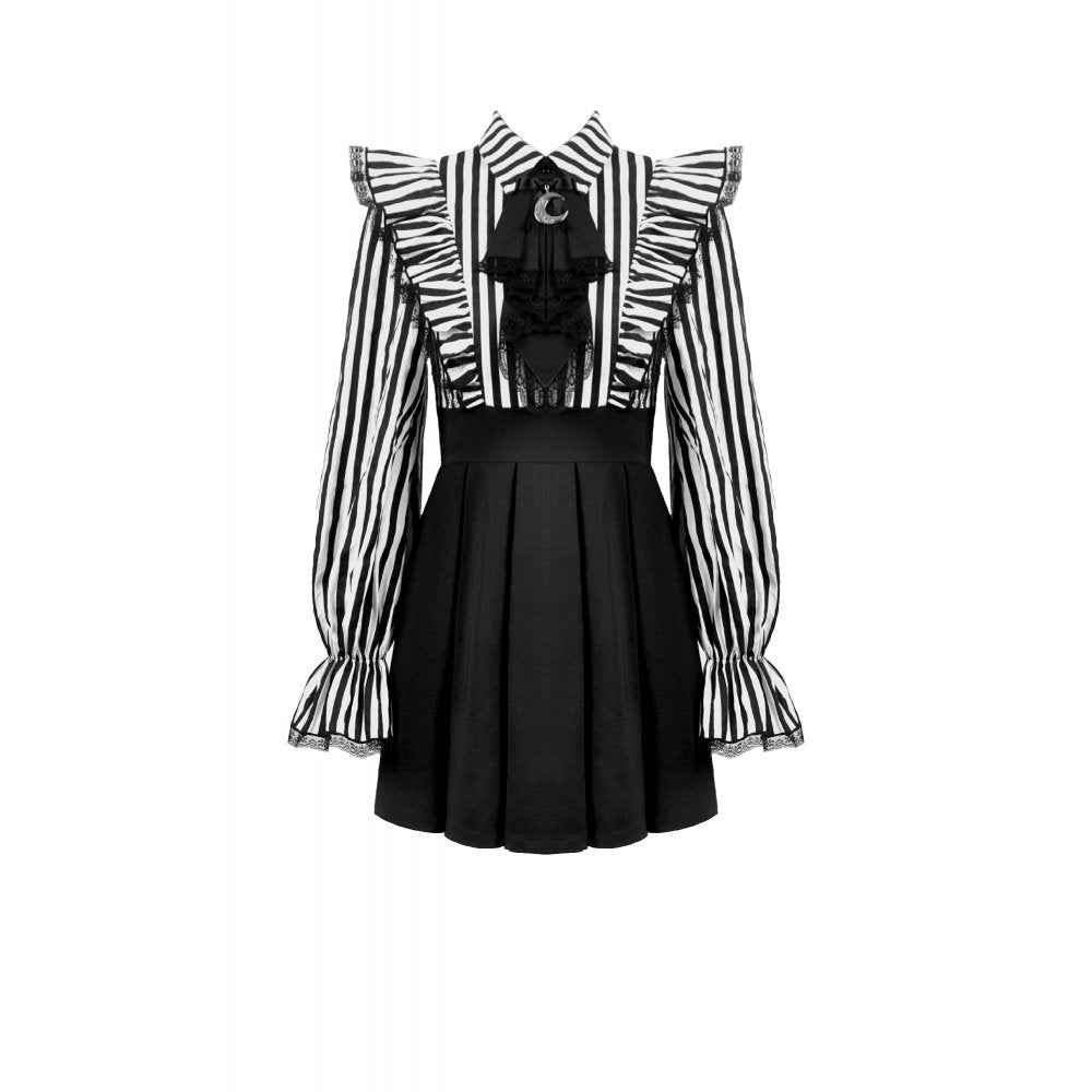 Dark in Love Striped Ruffle Gothic Lolita Dress