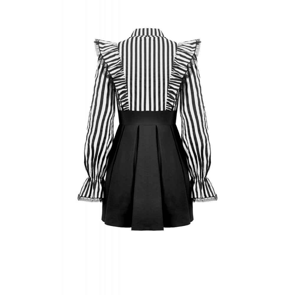 Dark in Love Striped Ruffle Gothic Lolita Dress