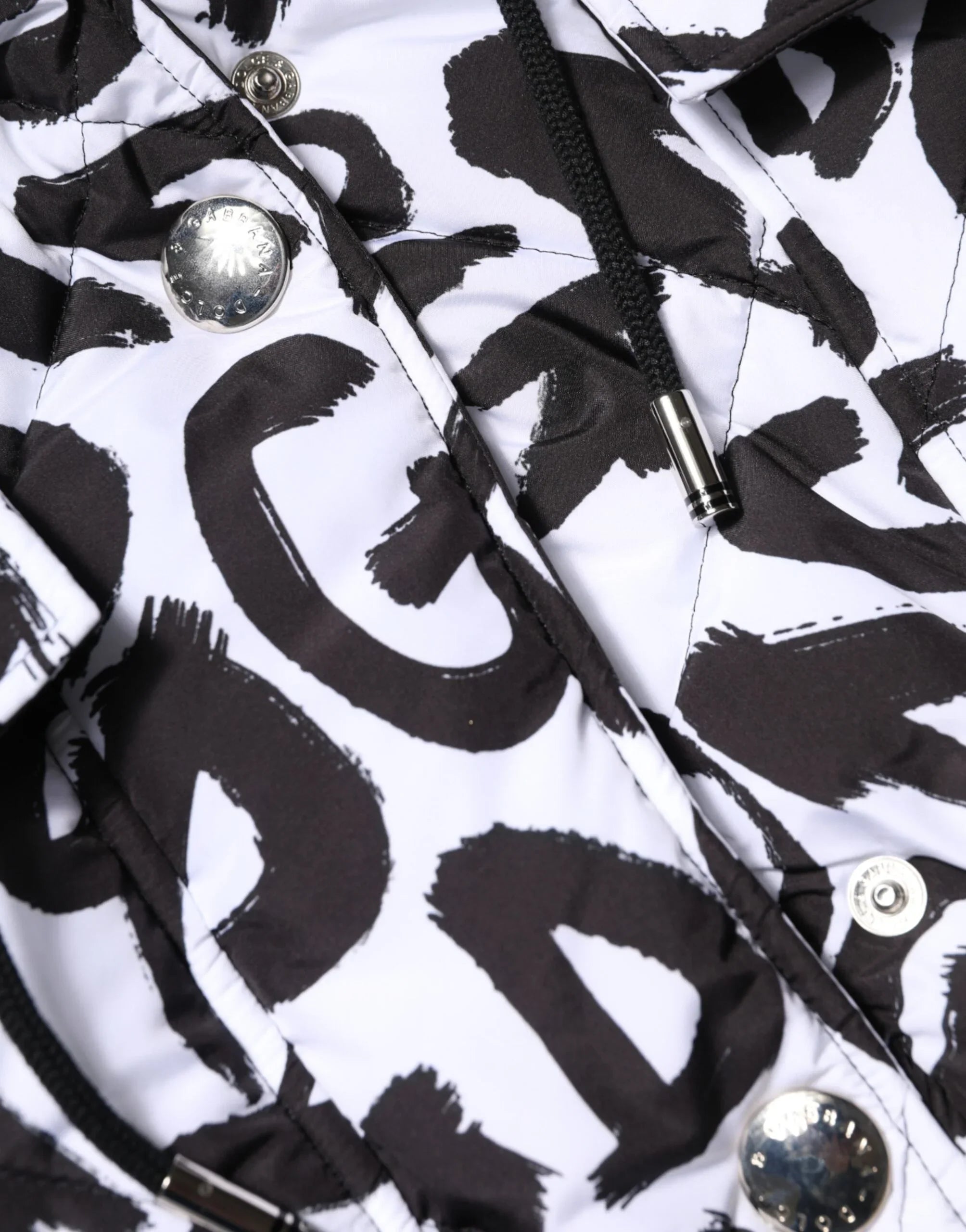 Dolce &amp; Gabbana Weiße DG Mania Kapuzen-Steppjacke, ärmellos