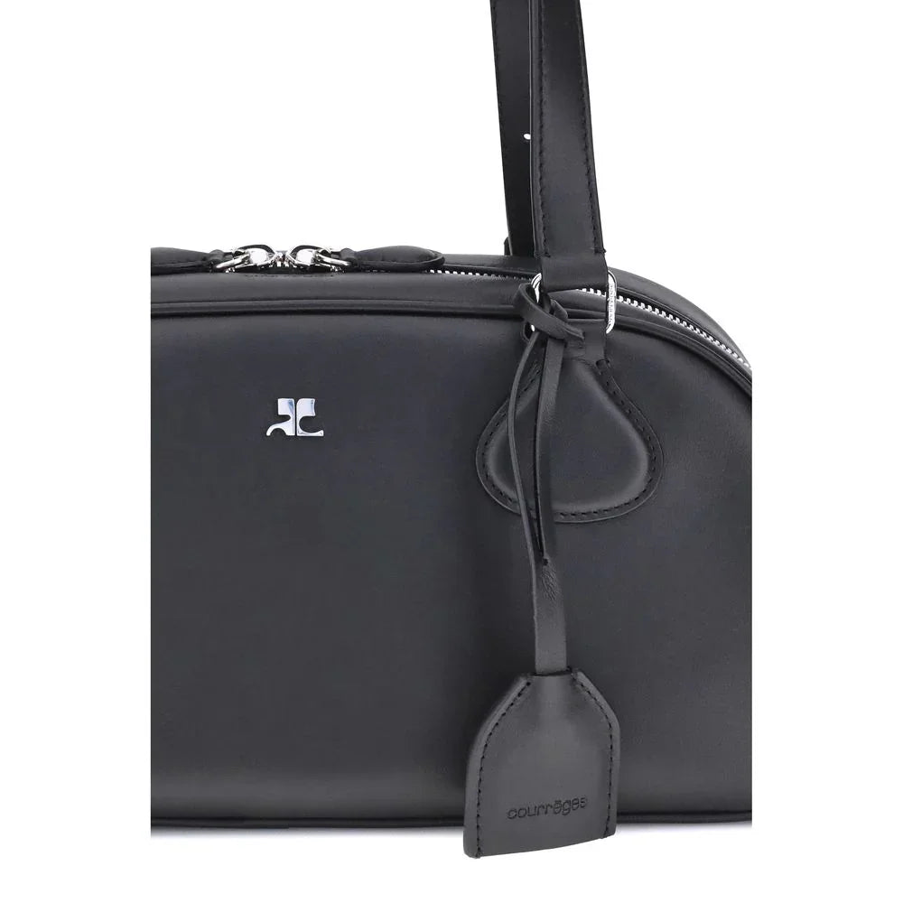 Courrèges Black Calf Leather Bos Taurus Shoulder Bag
