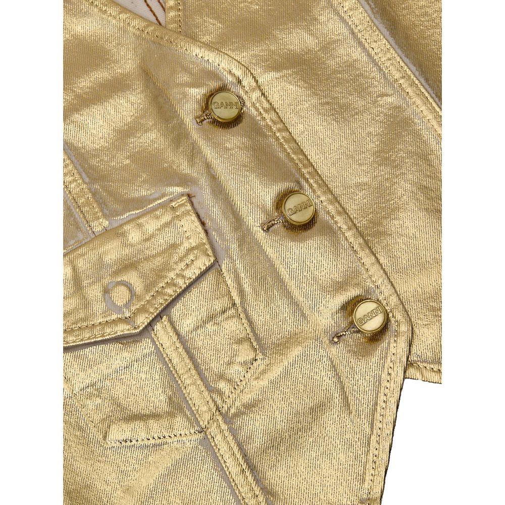 Ganni Gold Cotton Sleveless Jacket