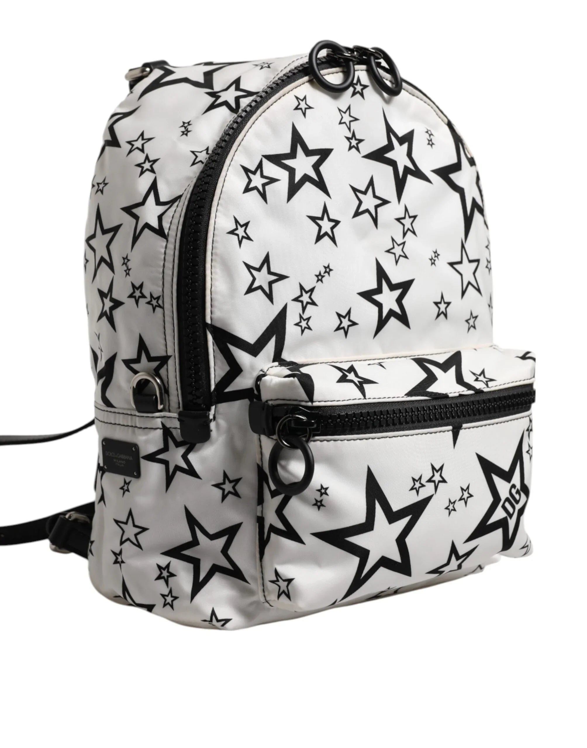 Dolce & Gabbana White DG Stars Print Nylon Travel Backpack Bag