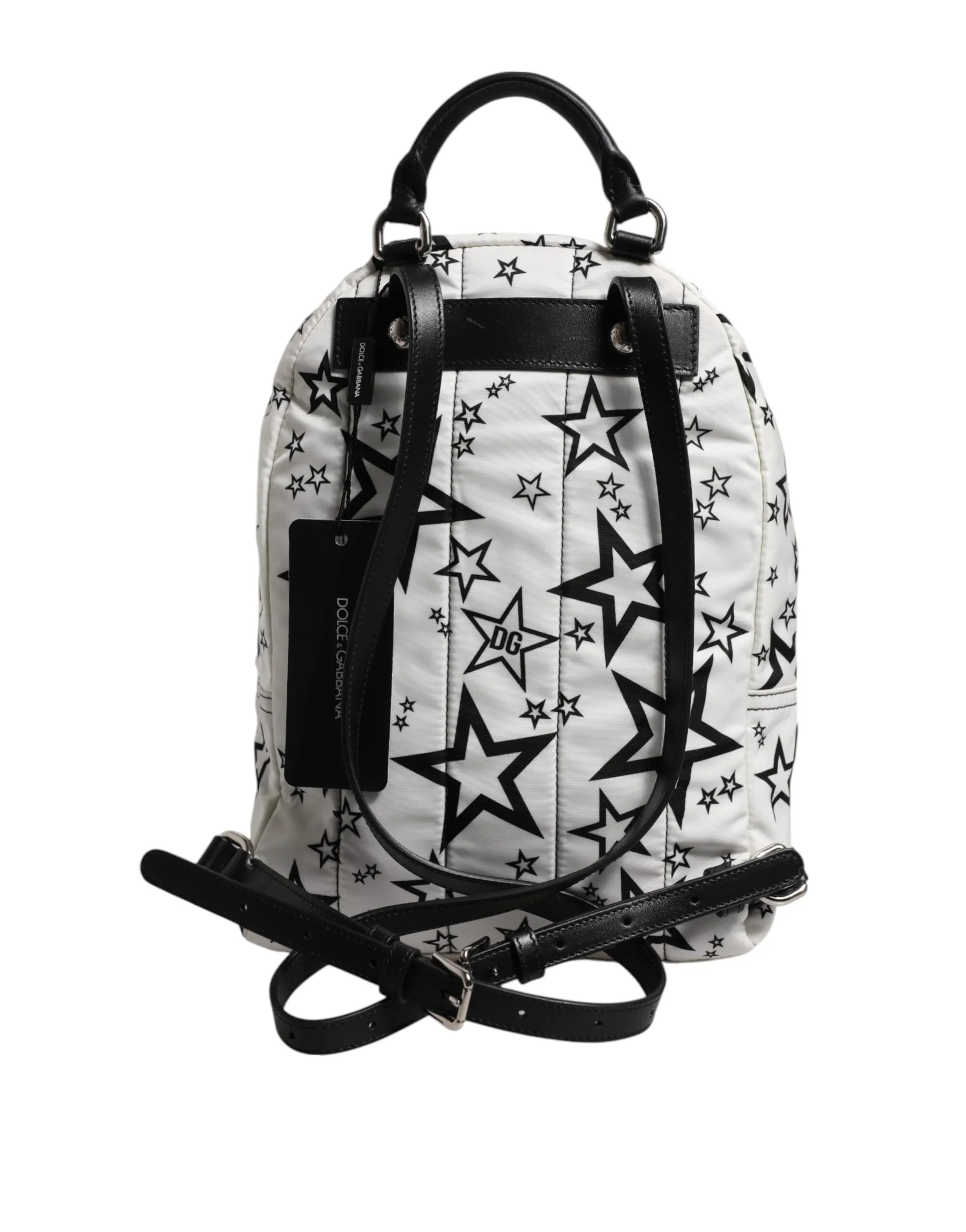 Dolce & Gabbana White DG Stars Print Nylon Travel Backpack Bag