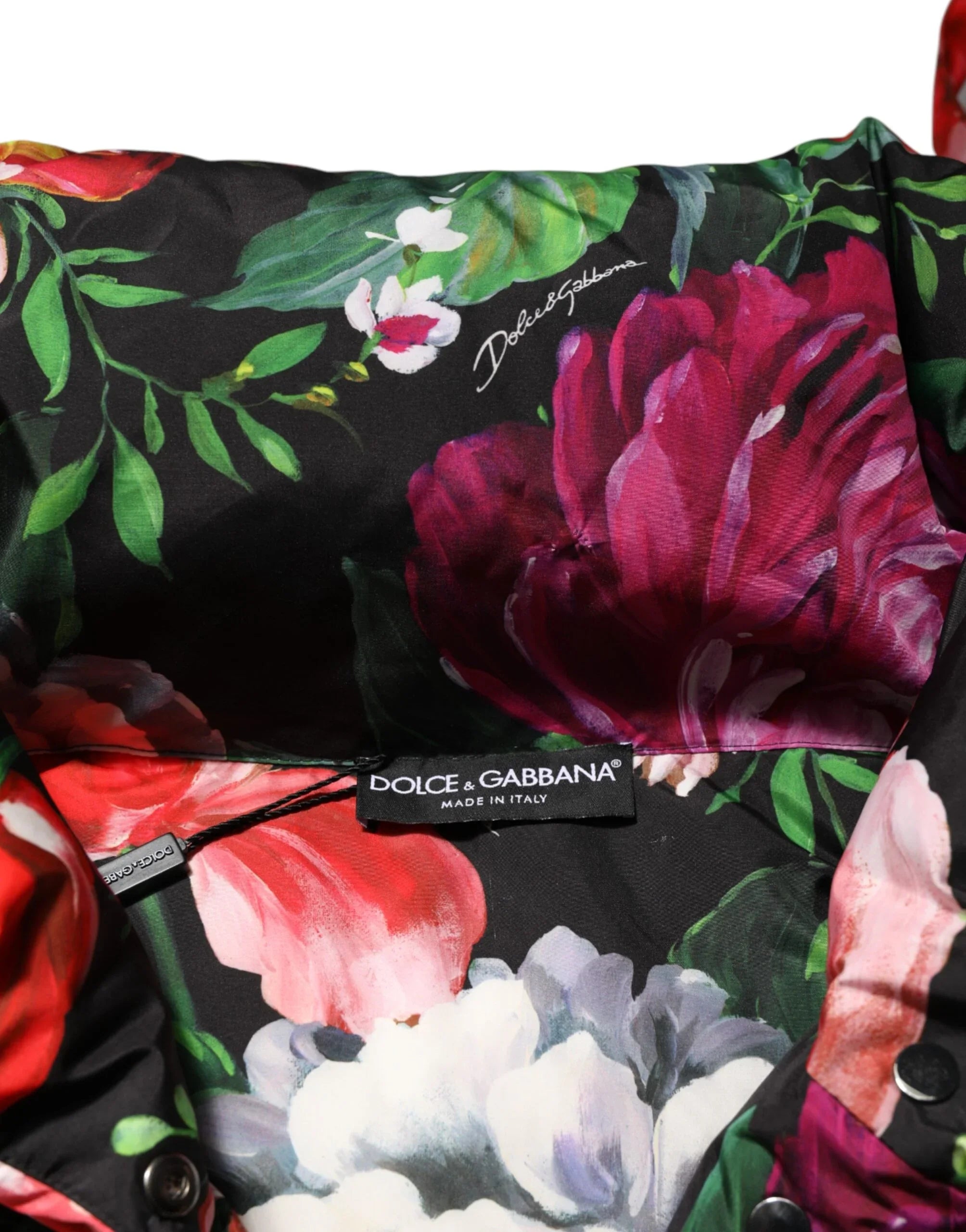 Dolce &amp; Gabbana Mehrfarbiger Steppmantel mit Blumenmuster und Kapuze