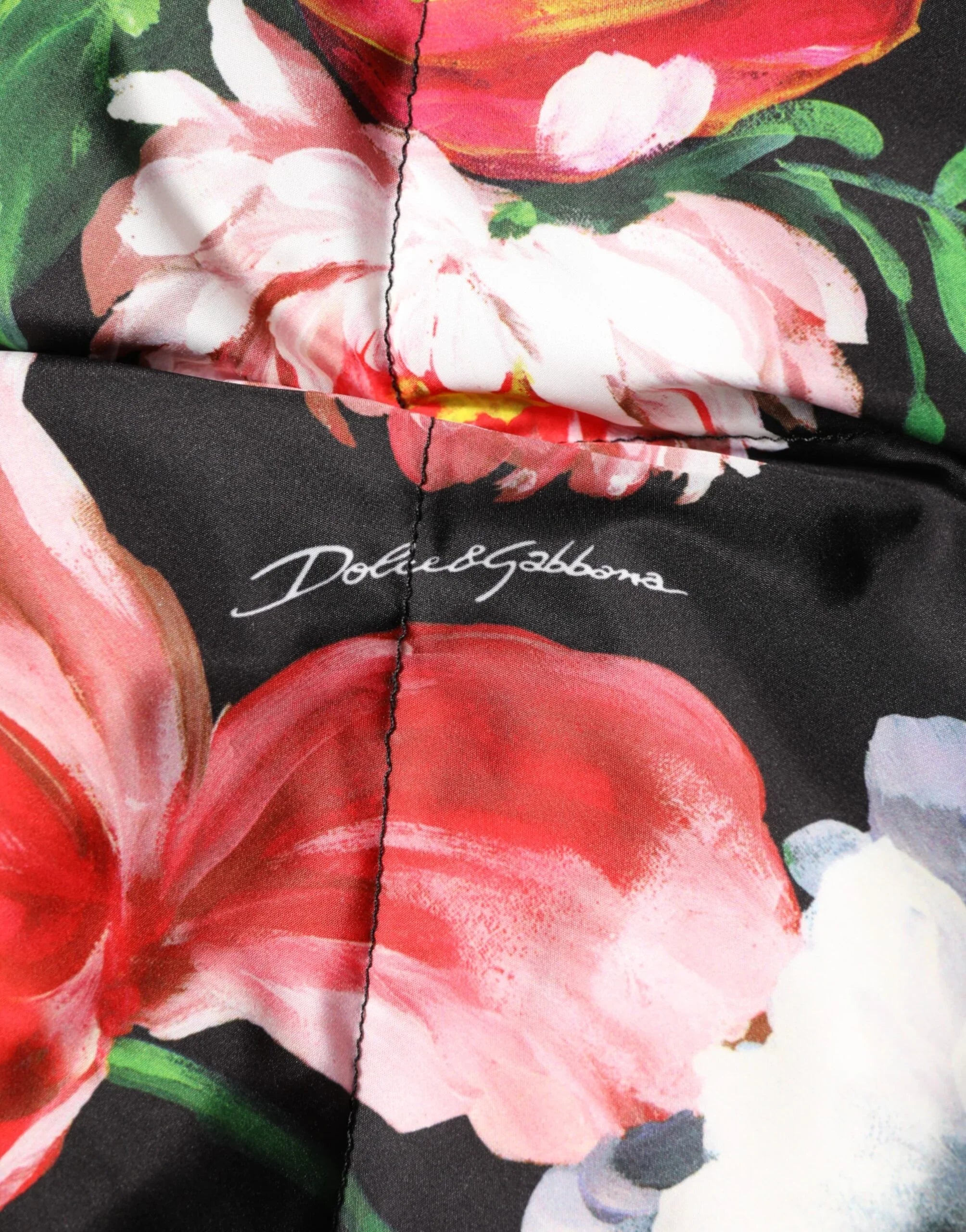 Dolce &amp; Gabbana Mehrfarbiger Steppmantel mit Blumenmuster und Kapuze