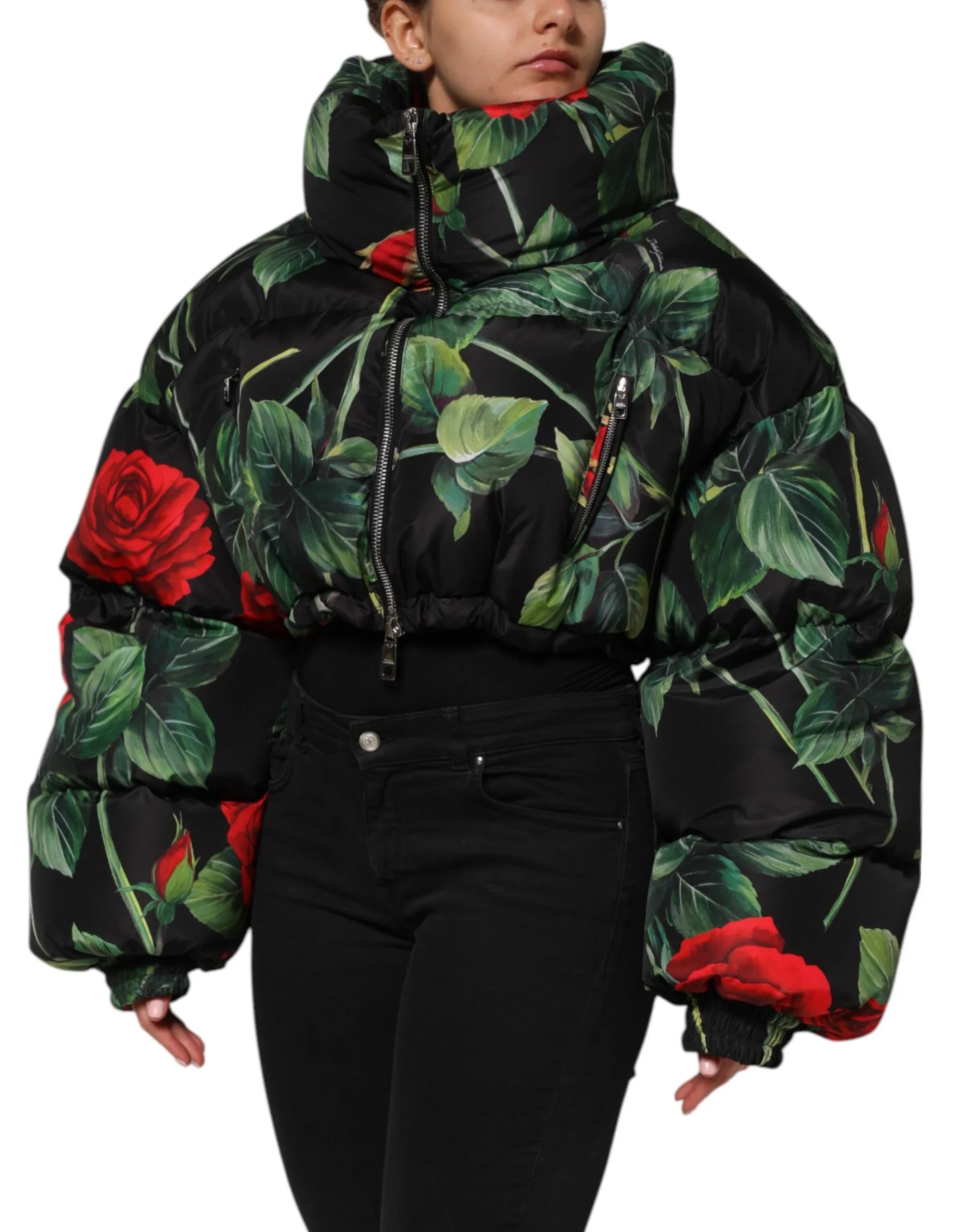 Dolce &amp; Gabbana Steppjacke mit mehrfarbigem Blumenmuster und durchgehendem Reißverschluss