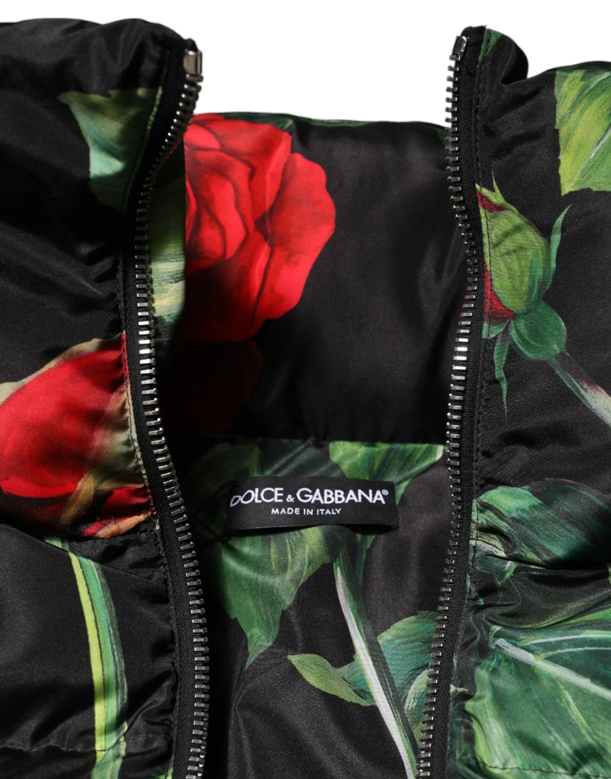 Dolce &amp; Gabbana Steppjacke mit mehrfarbigem Blumenmuster und durchgehendem Reißverschluss