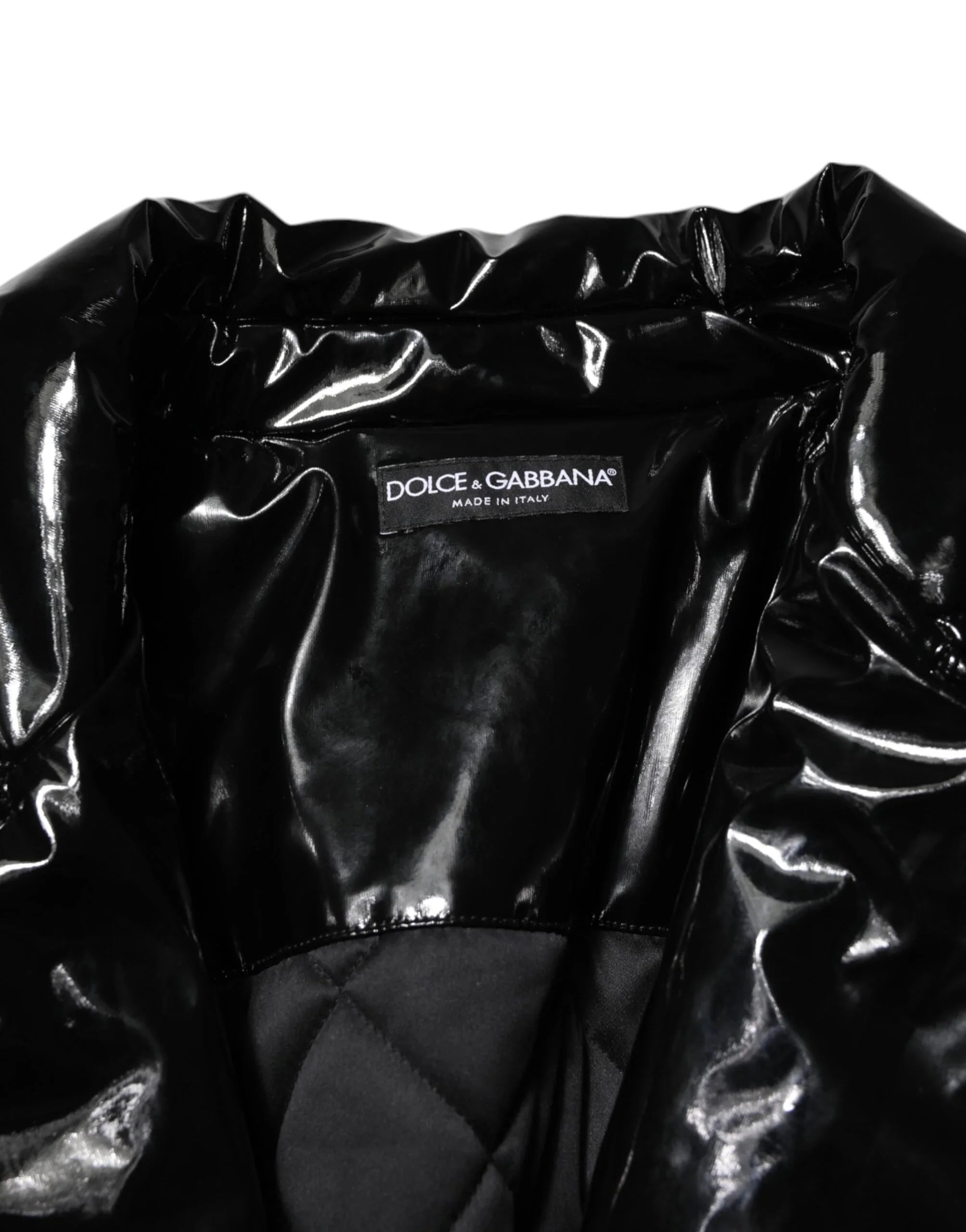 Giacca imbottita trapuntata nera in poliestere Dolce &amp; Gabbana