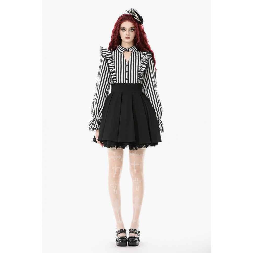 Dark in Love Striped Ruffle Gothic Lolita Dress