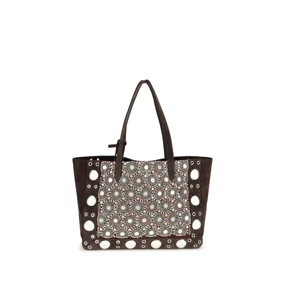 Valentino Garavani Brown Calf Leather Bos Taurus Shoulder Bag