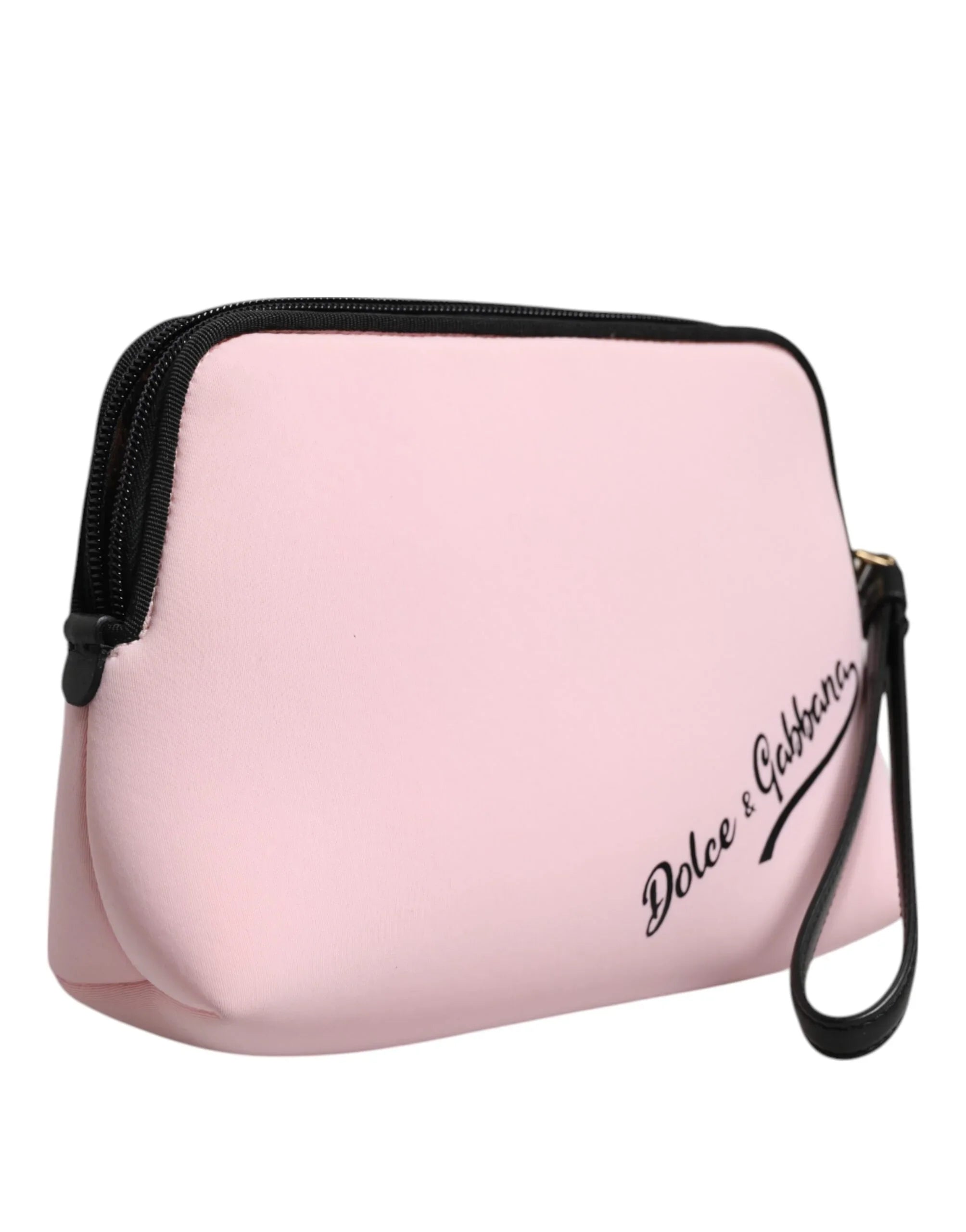 Dolce &amp; Gabbana Clutch-Tasche aus pinkfarbenem Nylon mit DG-Logo-Print und Reißverschluss