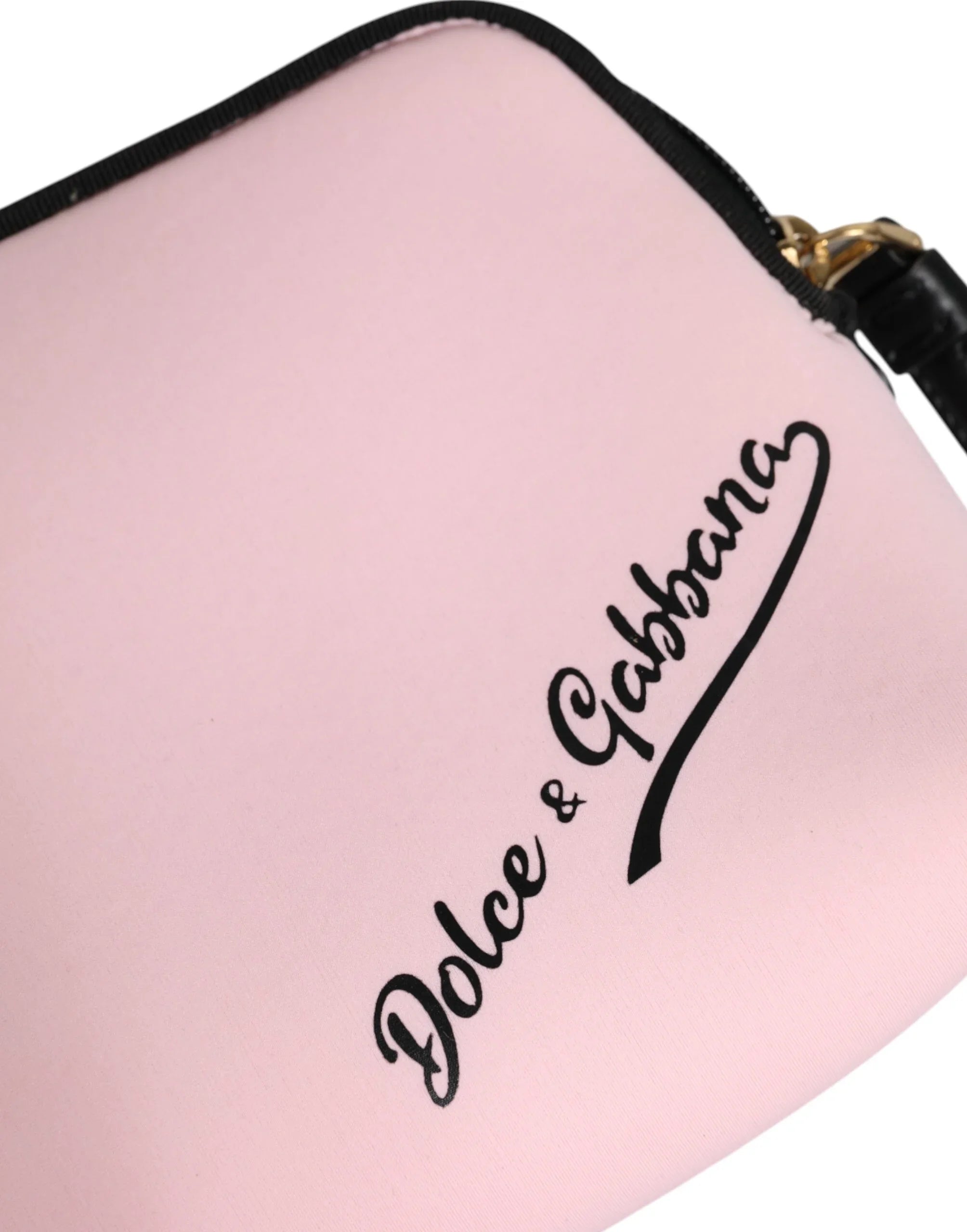 Dolce &amp; Gabbana Clutch-Tasche aus pinkfarbenem Nylon mit DG-Logo-Print und Reißverschluss