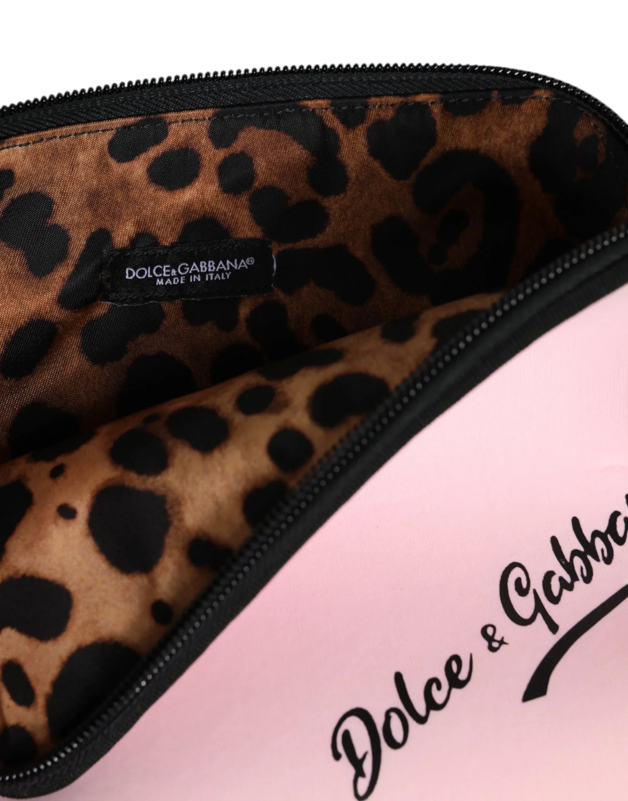Dolce &amp; Gabbana Clutch-Tasche aus pinkfarbenem Nylon mit DG-Logo-Print und Reißverschluss