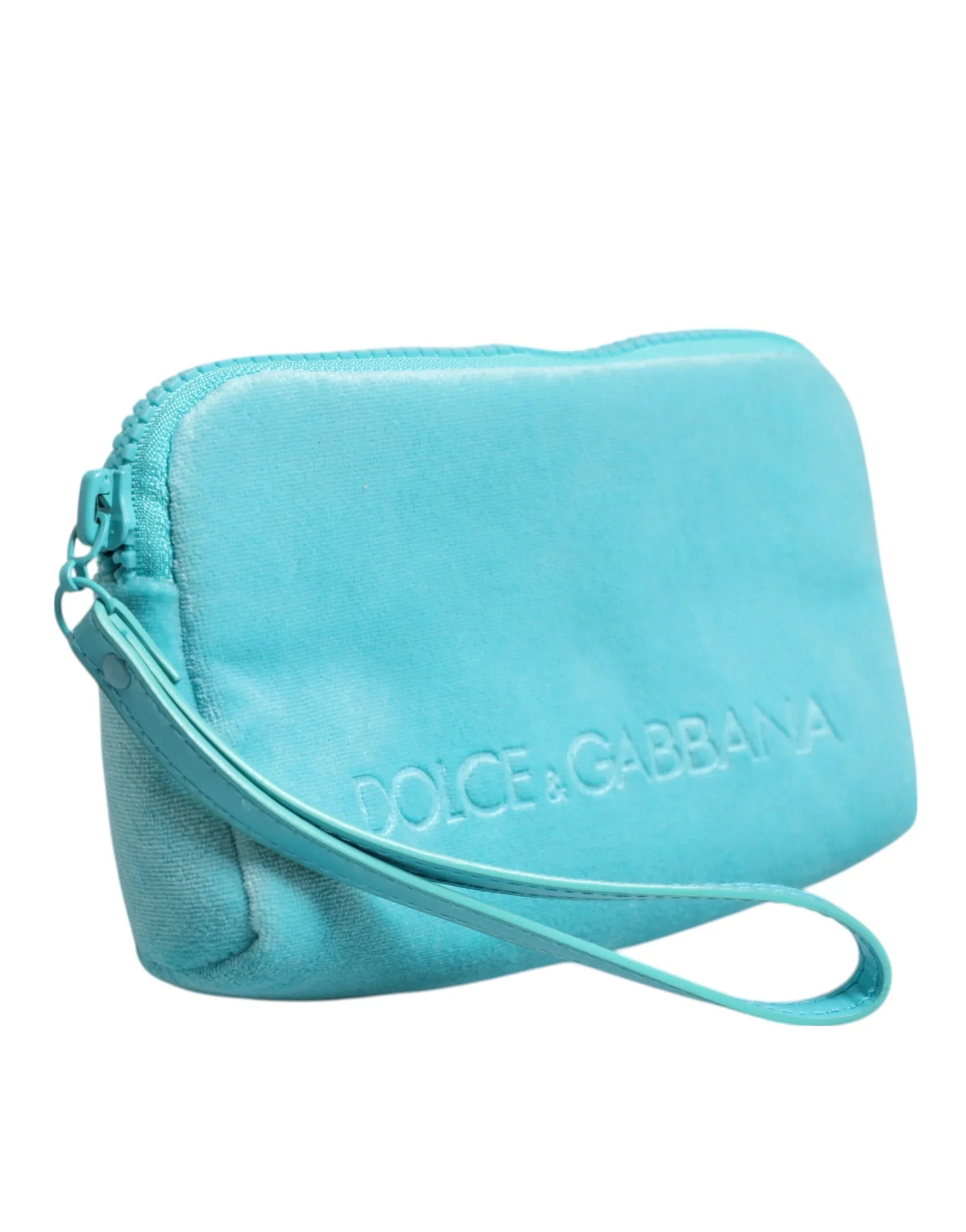 Borsa porta occhiali da sole Dolce &amp; Gabbana con logo azzurro chiaro
