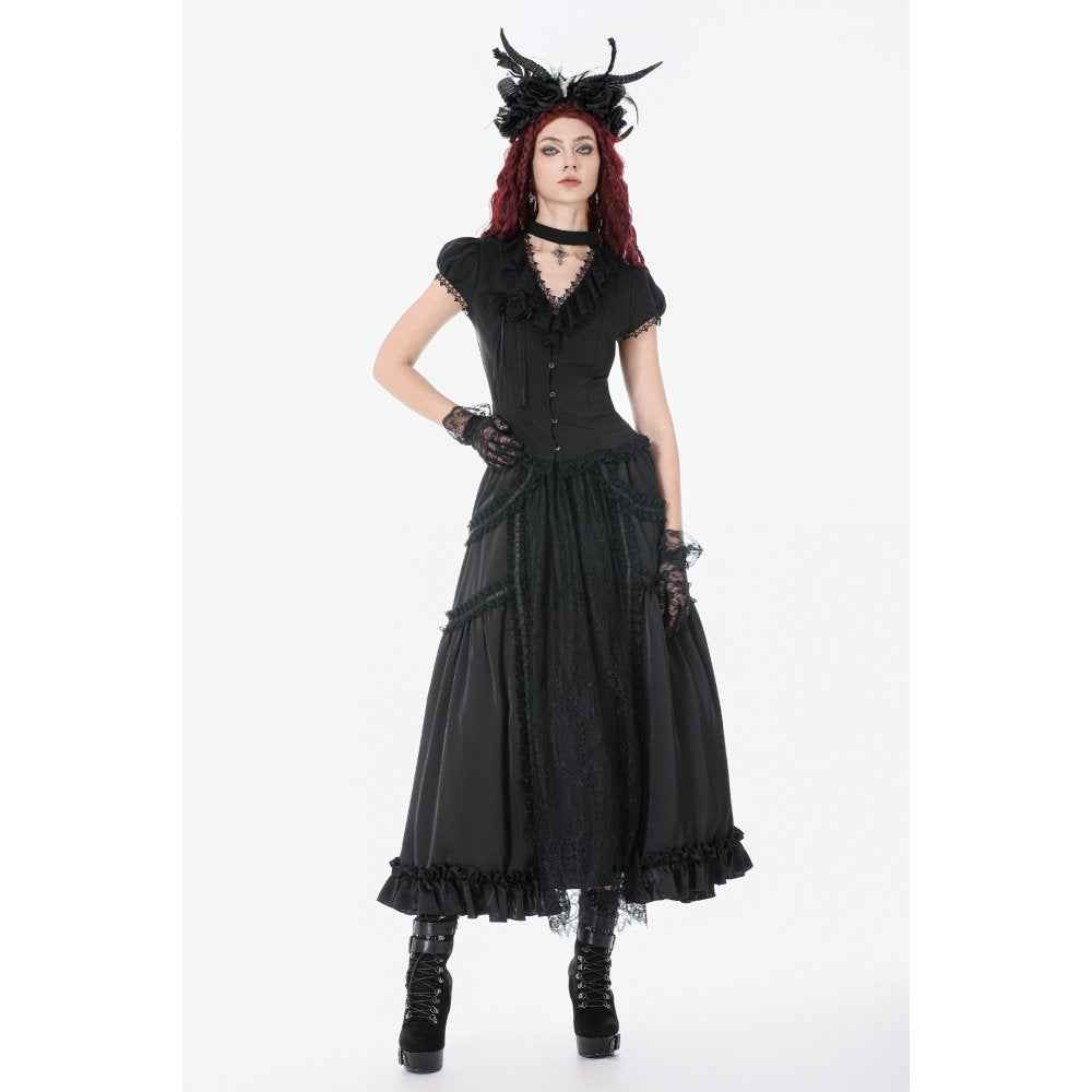 Dark in Love Courtly Cross Gem Gothic Blouse