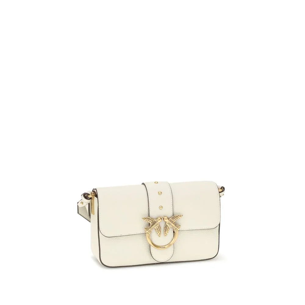 PINKO White Calf Leather Bos Taurus Shoulder Bag
