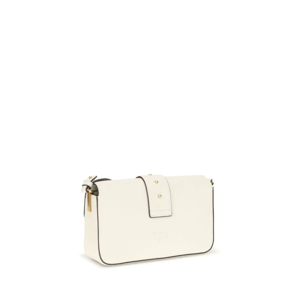 PINKO White Calf Leather Bos Taurus Shoulder Bag