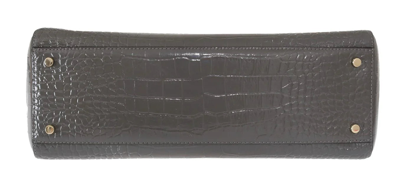 Kate Spade Elissa Bristol Drive Tote Handtasche aus grauem Leder mit Krokoprägung