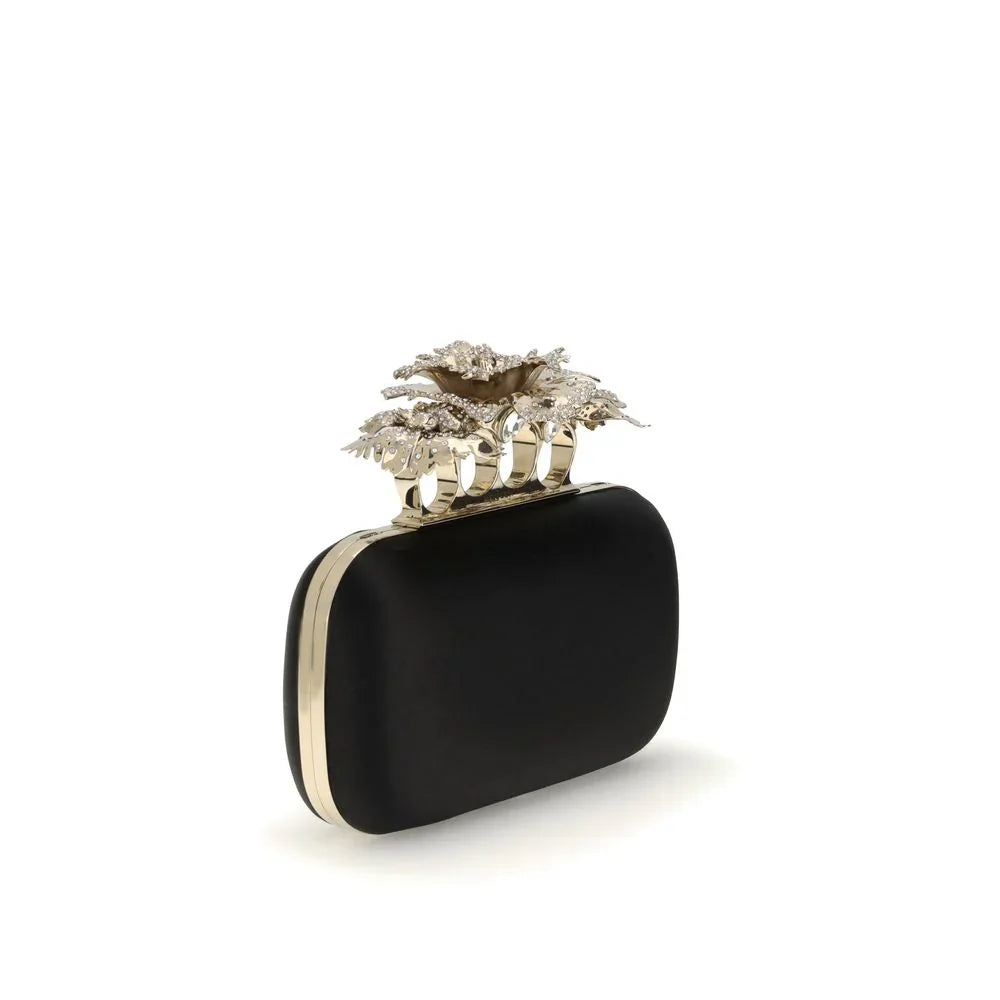 Alexander McQueen Black Silk Clutch Bag