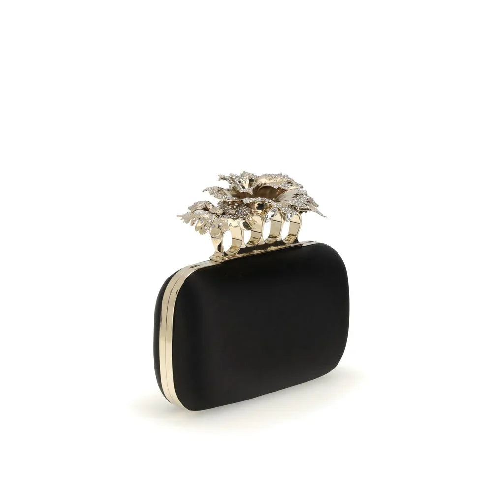 Borsa a mano in seta nera Alexander McQueen