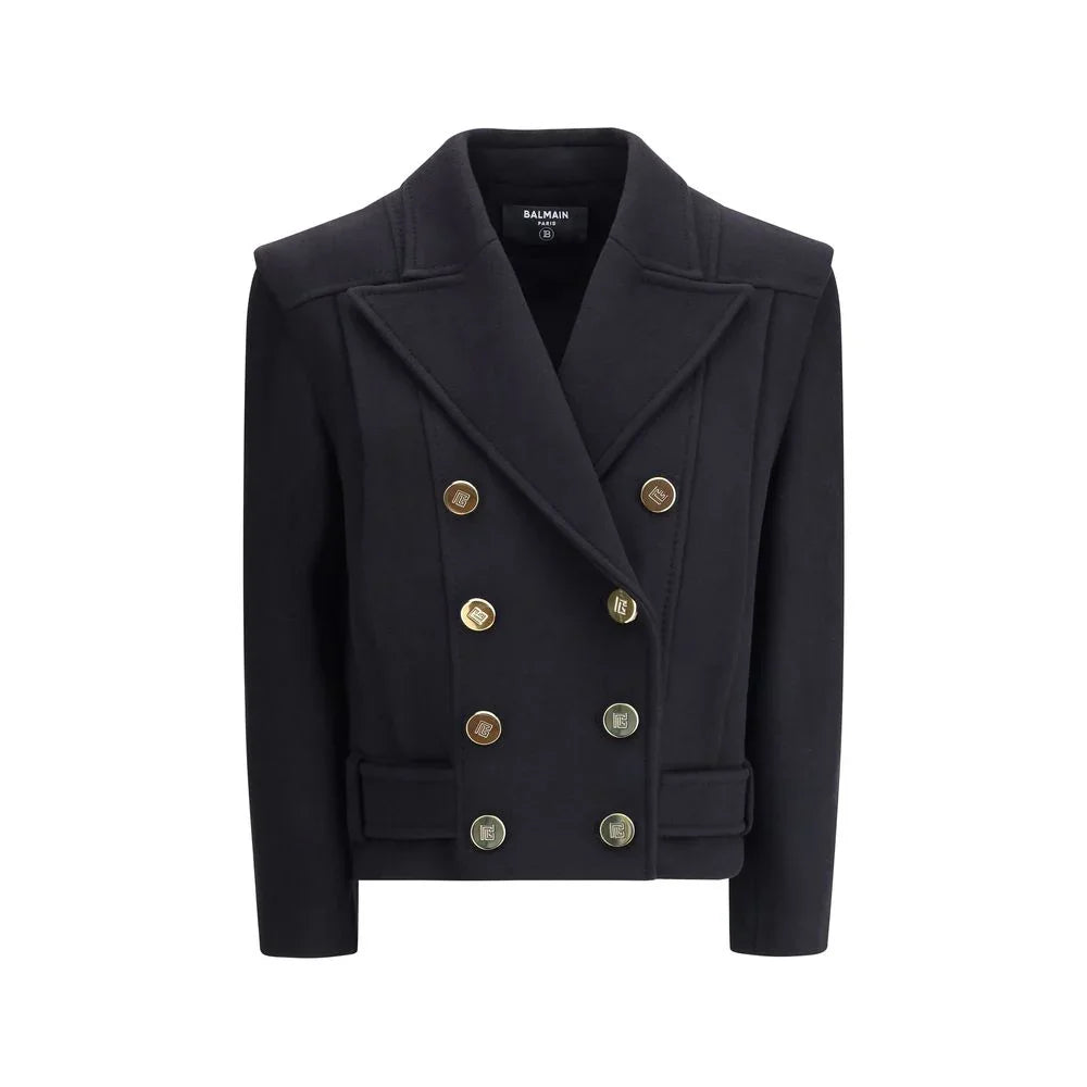 Balmain Black Wool Coat