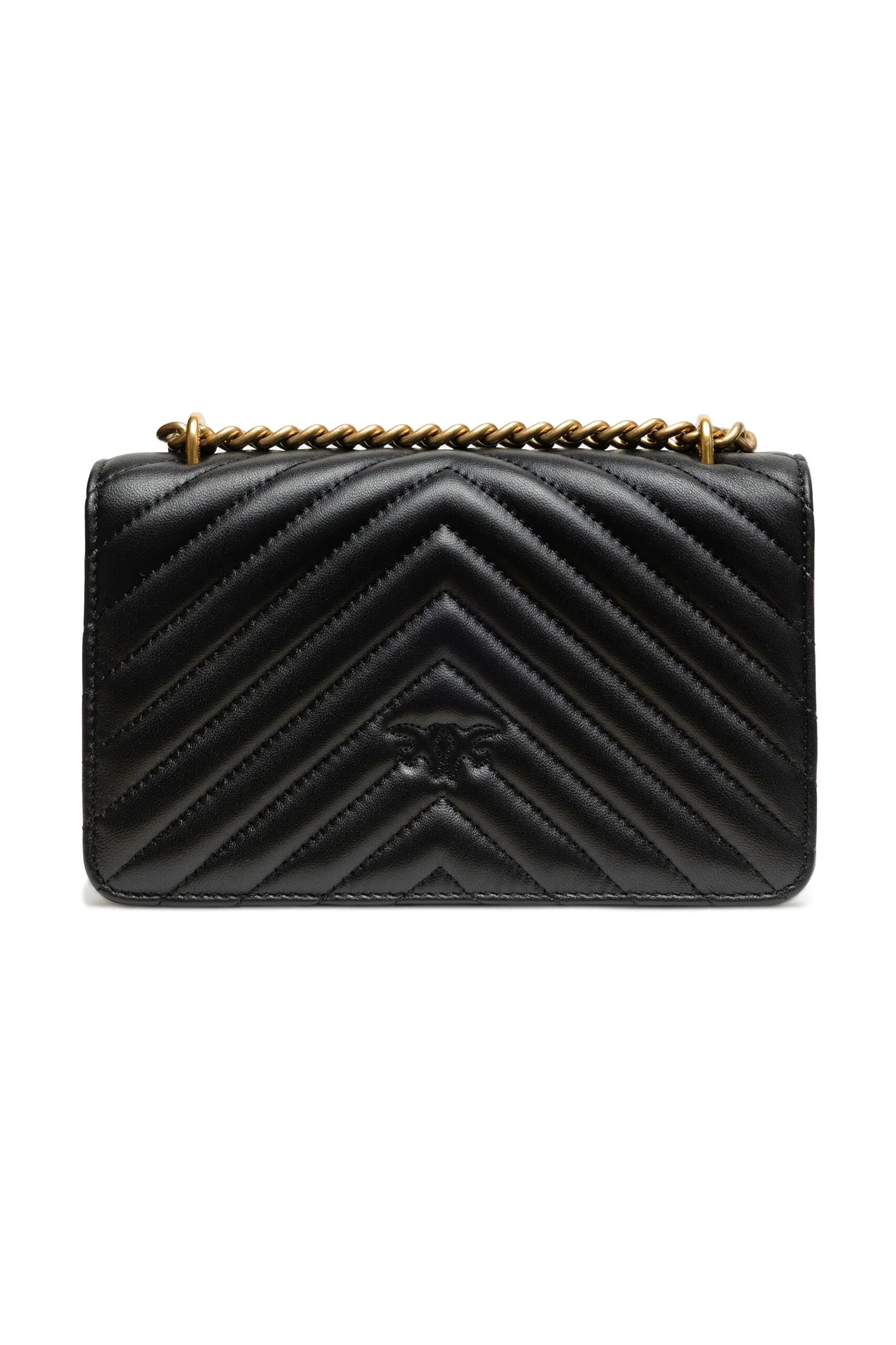 PINKO Black Leather Love One Mini Shoulder Bag